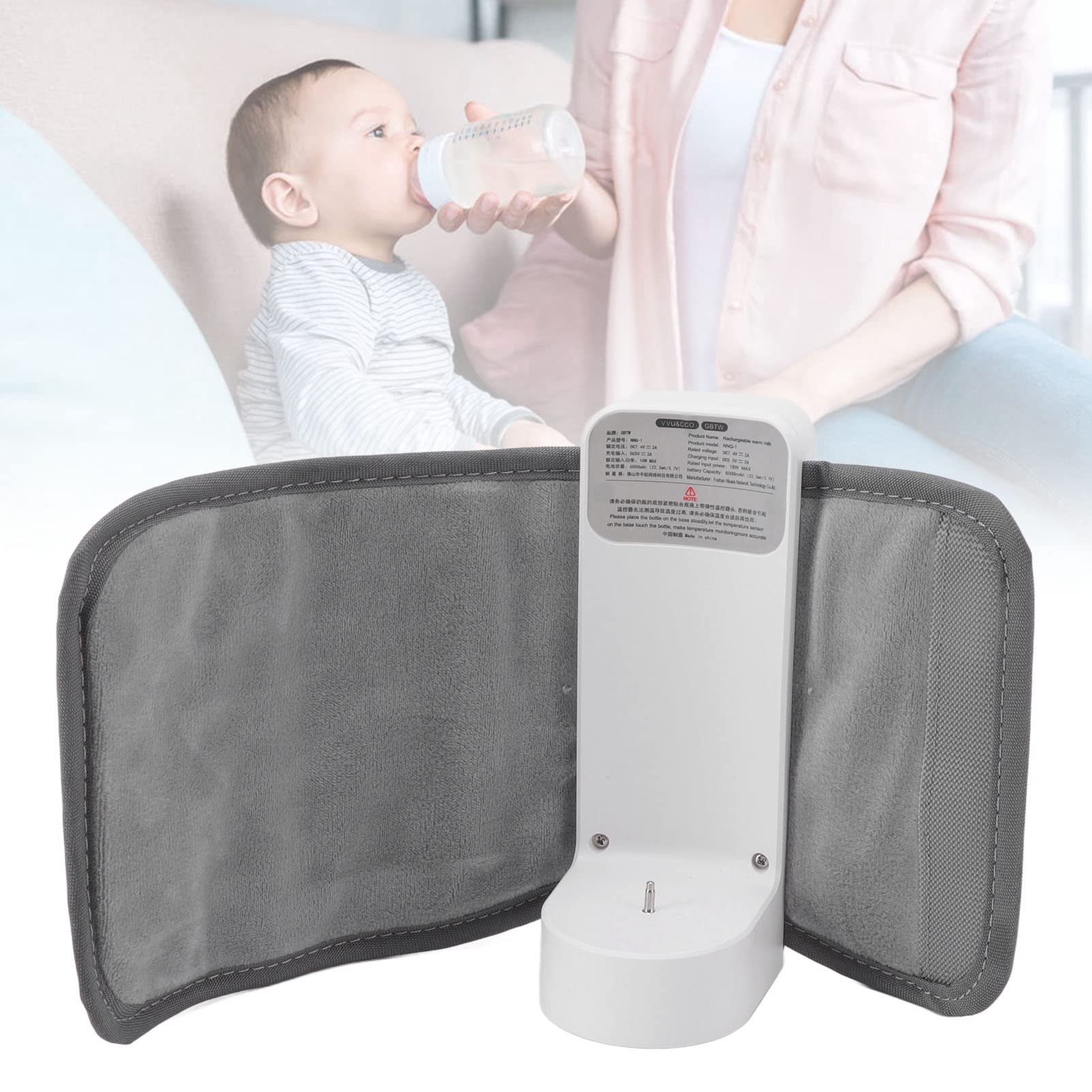 Calentador De Biberones Portátil Asixxsix Inalámbrico Blanco con Pantalla LCD y Control De Temperatura Preciso Para Viaje