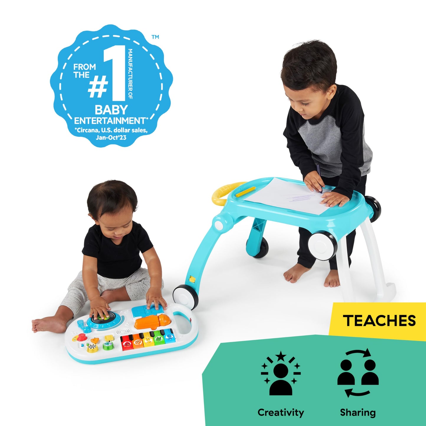 Baby Einstein Musical Mix 'N Roll 4 en 1 caminador de actividades y mesa, a partir de 6 meses
