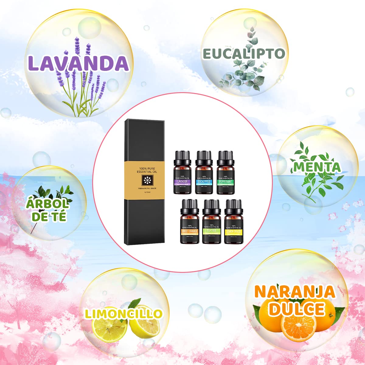Aceites Esenciales VIDA4U 10ml Naturales para Aromaterapia en Hogar y Oficina