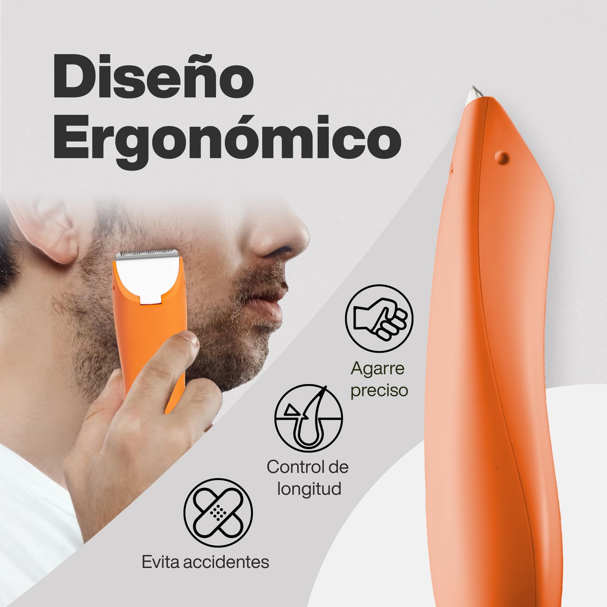 ZOMA | Rasuradora Electrica Hombre - Naranja | Maquina para Cortar Cabello, Corporal y Zonas Íntimas | Afeitadora Electrica Hombre con Cuchillas de Cerámica Anti Corte