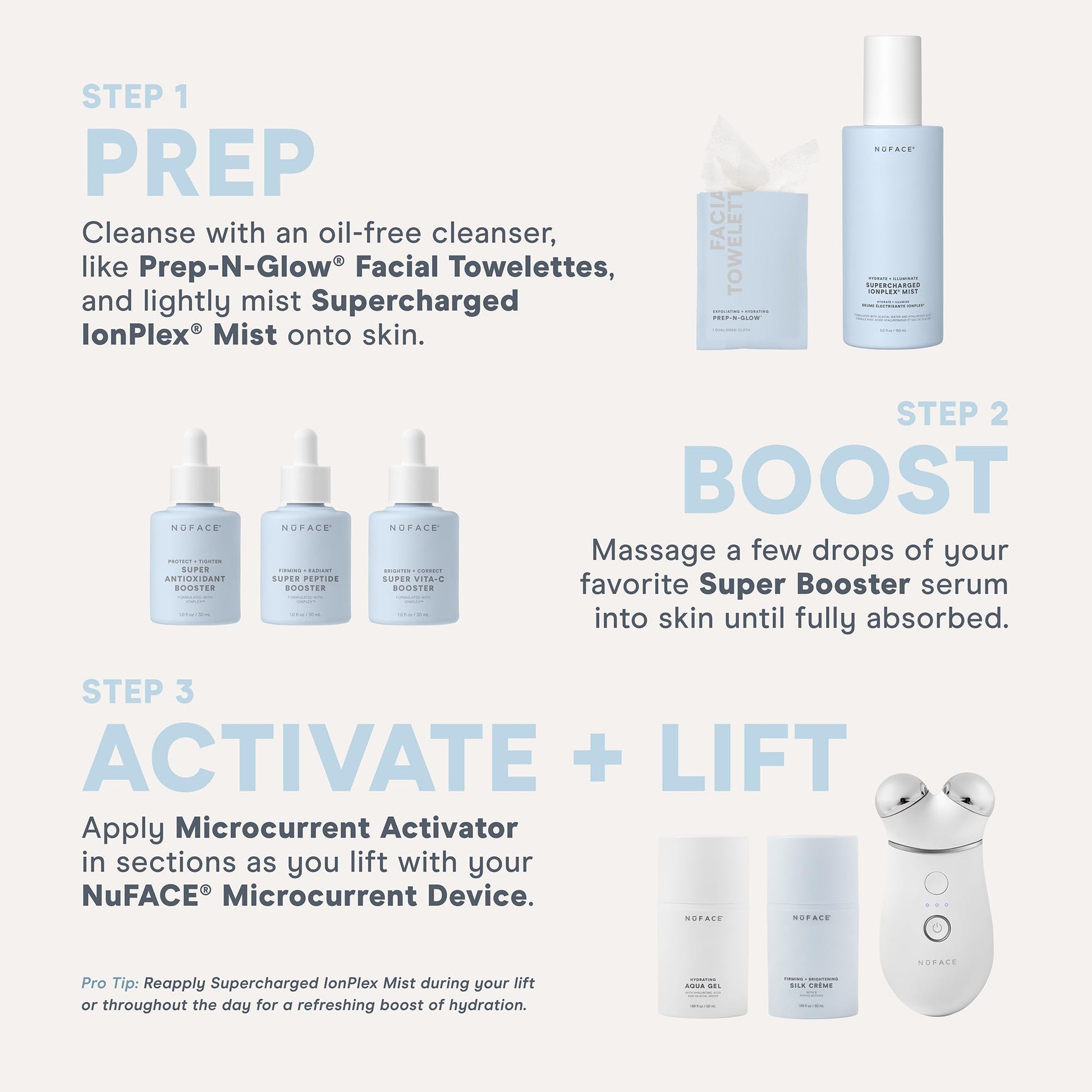 Suero Activador NUFACE Peptide Booster 30 ml con Triple Péptidos para Mujer