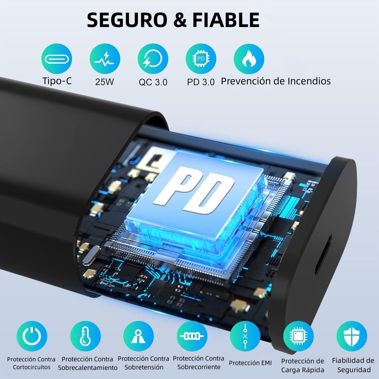 Cargador Tipo C, 2PCS Cargador de 25W Carga Rapida con Cable Tipo C de 1.8m, Cargador USB C para Galaxy S23 Ultra/S23/S23+/S22/S22+/S21+/S20/S20+/S22 S21 S20 Ultra(Negro)