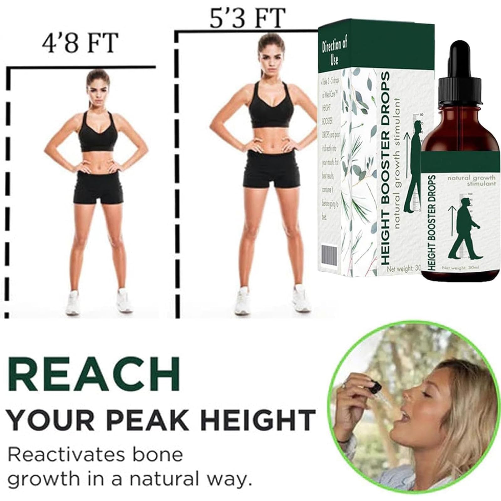 Gotas ATLION Aceite Crecimiento de Altura para el Crecimiento óseo en Adolescentes