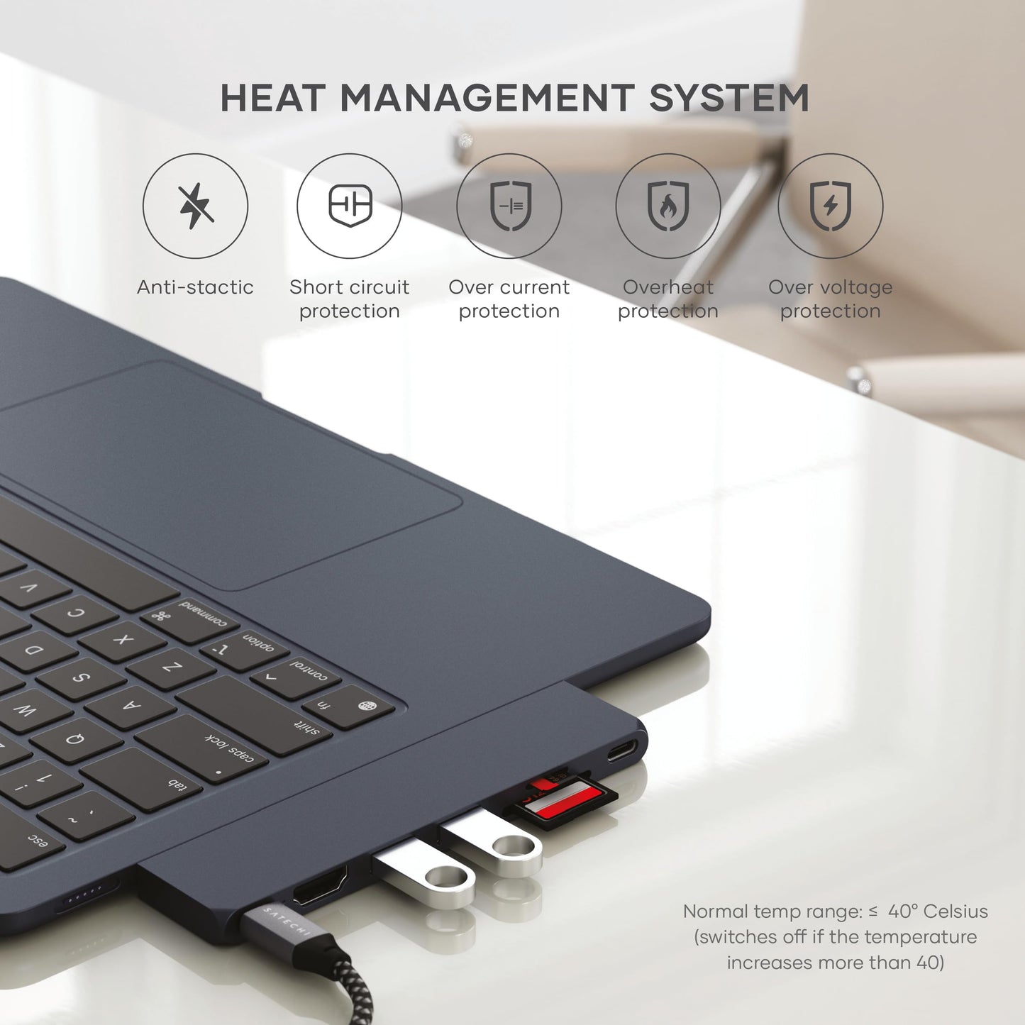 Adaptador Multipuertos USB C SATECHI Medianoche Pro Slim 7 en 1