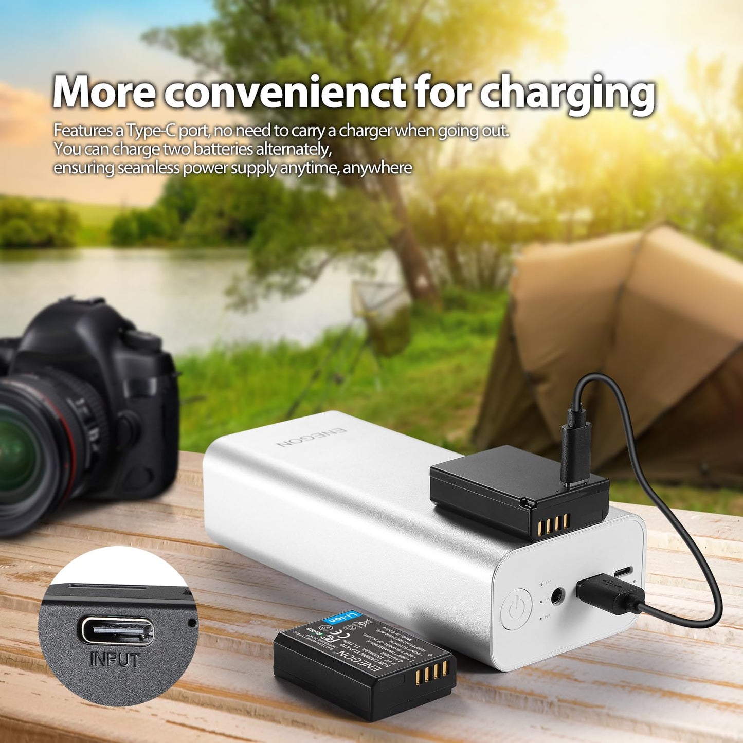 Batería de Repuesto ENEGON USB-C Negra Compatible con Canon EOS Rebel