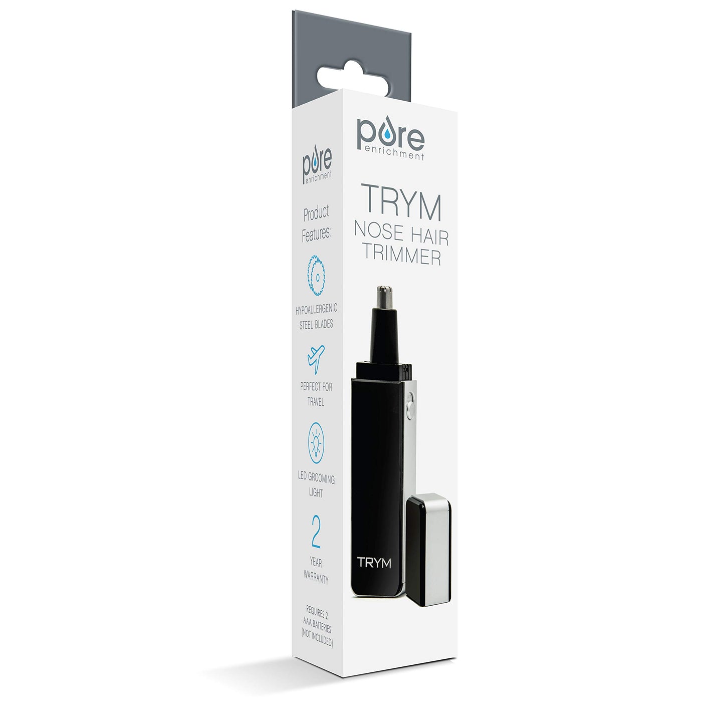 TRYM Nose Hair Trimmer with LED Grooming Light for Precision Trimming - Sleek and Premium Design Ideal for Trimming Your Nose, Ears, and Eyebrows