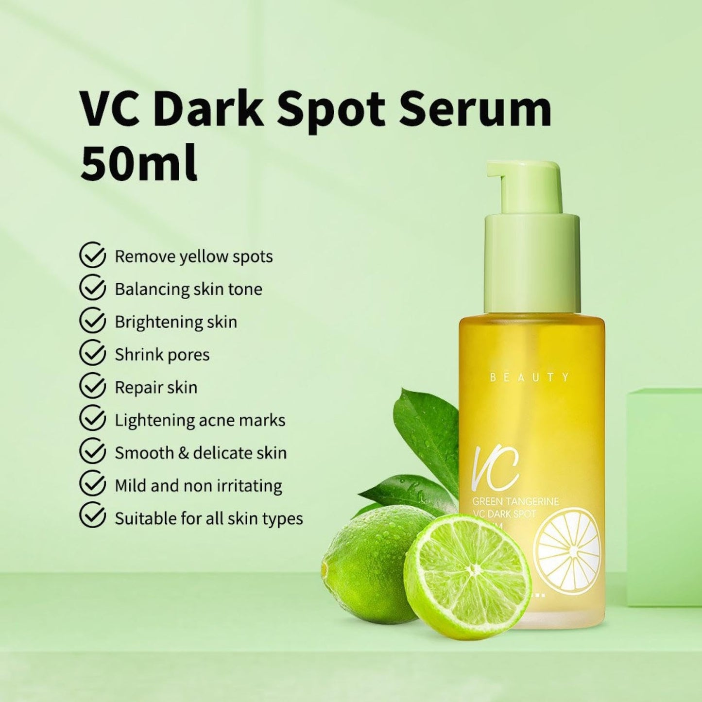 Suero Antioxidante Vitamina C Green Tangerine para Aclarar Manchas y Hidratar la Piel - 2 Piezas 50ml - Serum Facial Todo Tipo de Piel.