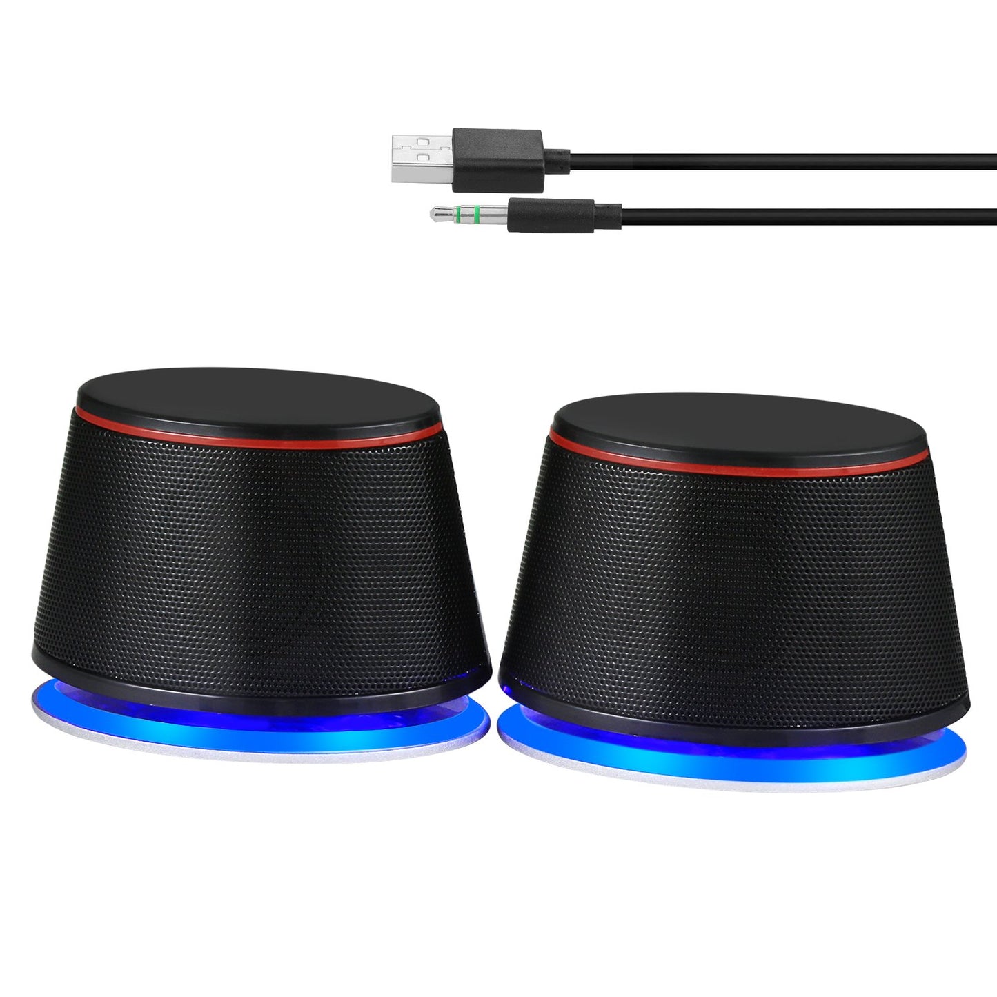 Sanyun SW102, Altavoz del Ordenador, 5WX2 estéreo, Fuente de alimentación USB 2.0, Interfaz de Audio de 3.5 mm, Altavoz Multimedia, Altavoz de Escritorio para Ordenador portátil, Negro
