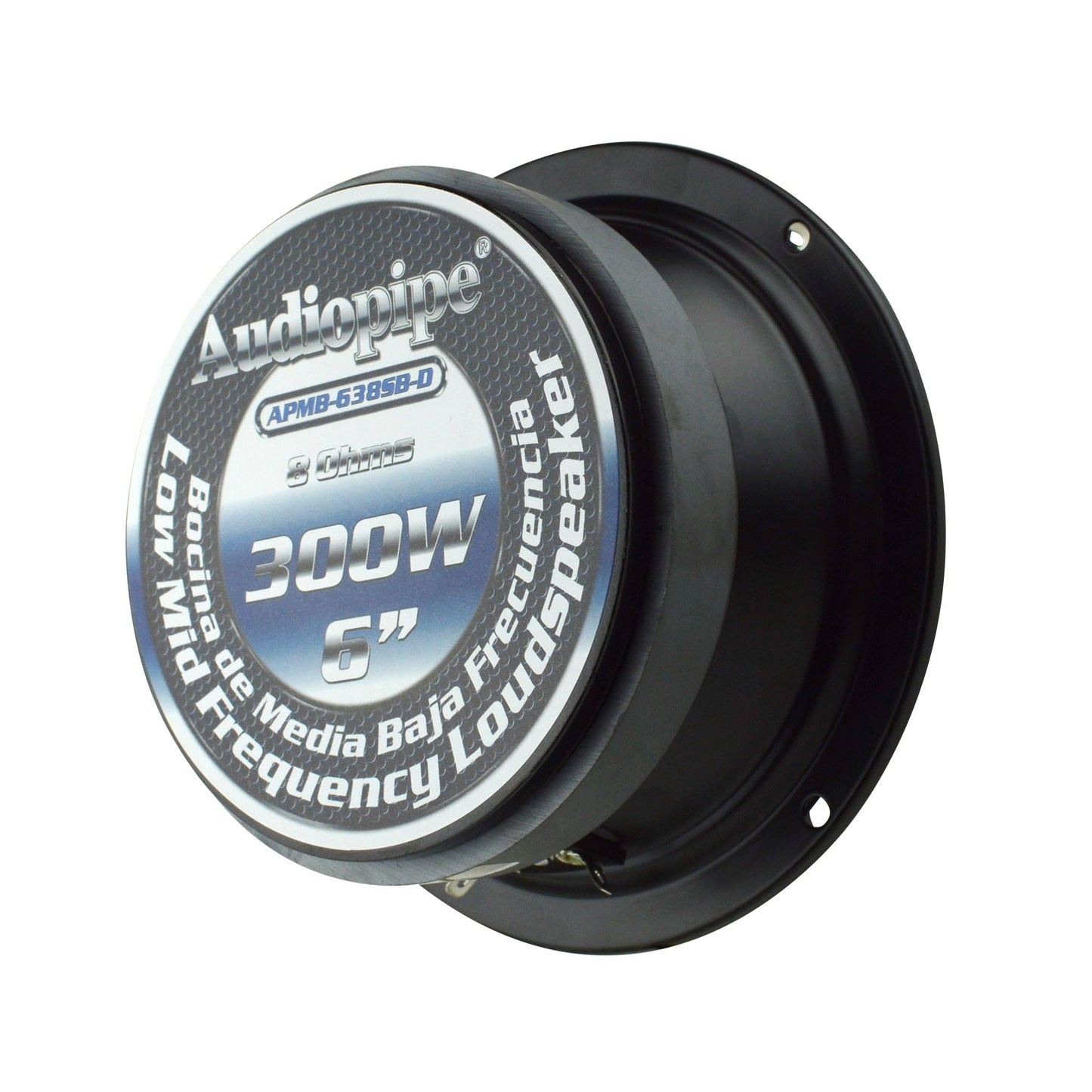 Audiopipe Altavoz de baja frecuencia media de 6 pulgadas (APMB-638SB-D), 300 vatios, cesta de acero sellada trasera, bobina de voz KSV de 1.5 pulgadas, imán de 42 onzas, 8 ohmios