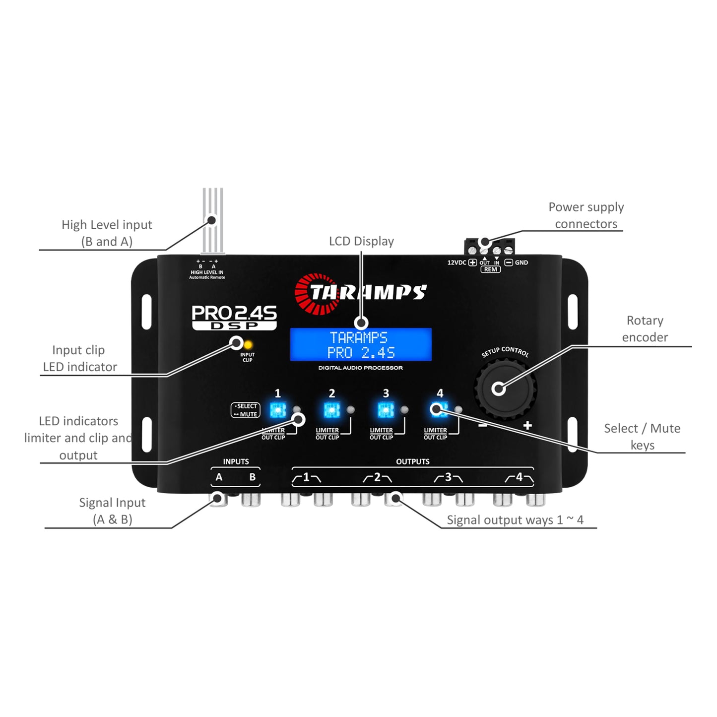 Taramps Pro 2.4S Ecualizador de procesador de audio digital