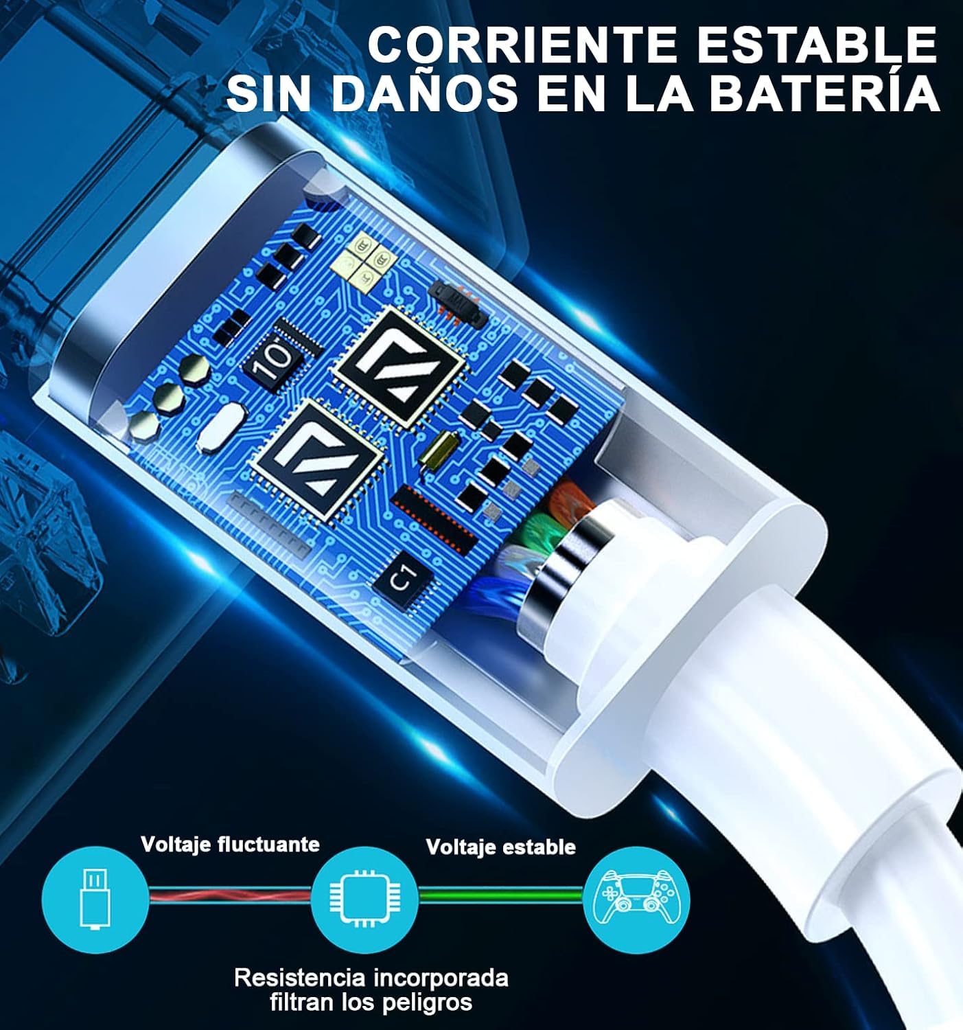 Cable USB C MORNWELL 100W Negro con Carga Rápida PD 20V 5A para iPhone, Samsung, Macbook, iPad, Google, Huawei