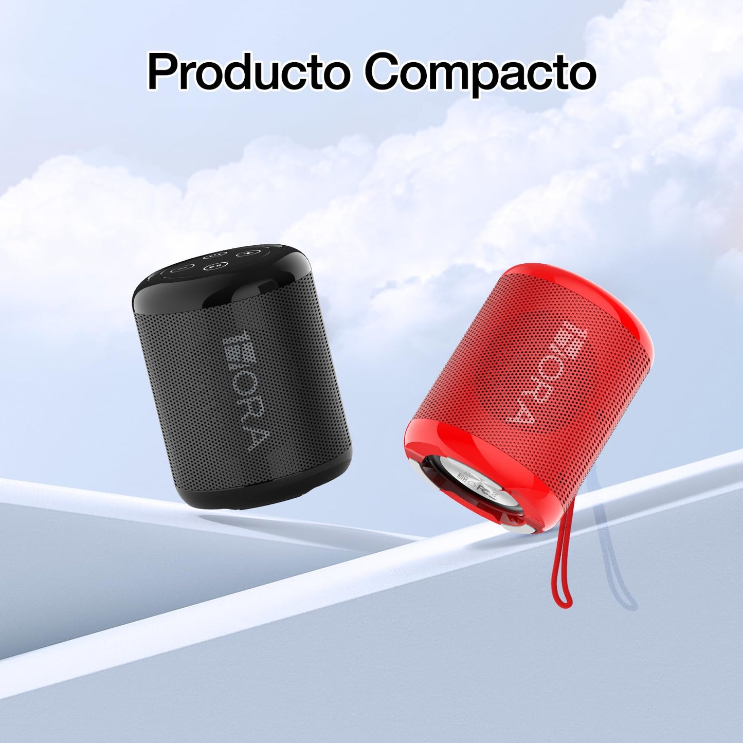 Bocina Bluetooth Portátil 1 Hora Rojo Mini Altavoz Inalámbrico 5W Ideal para Viajar y Campear