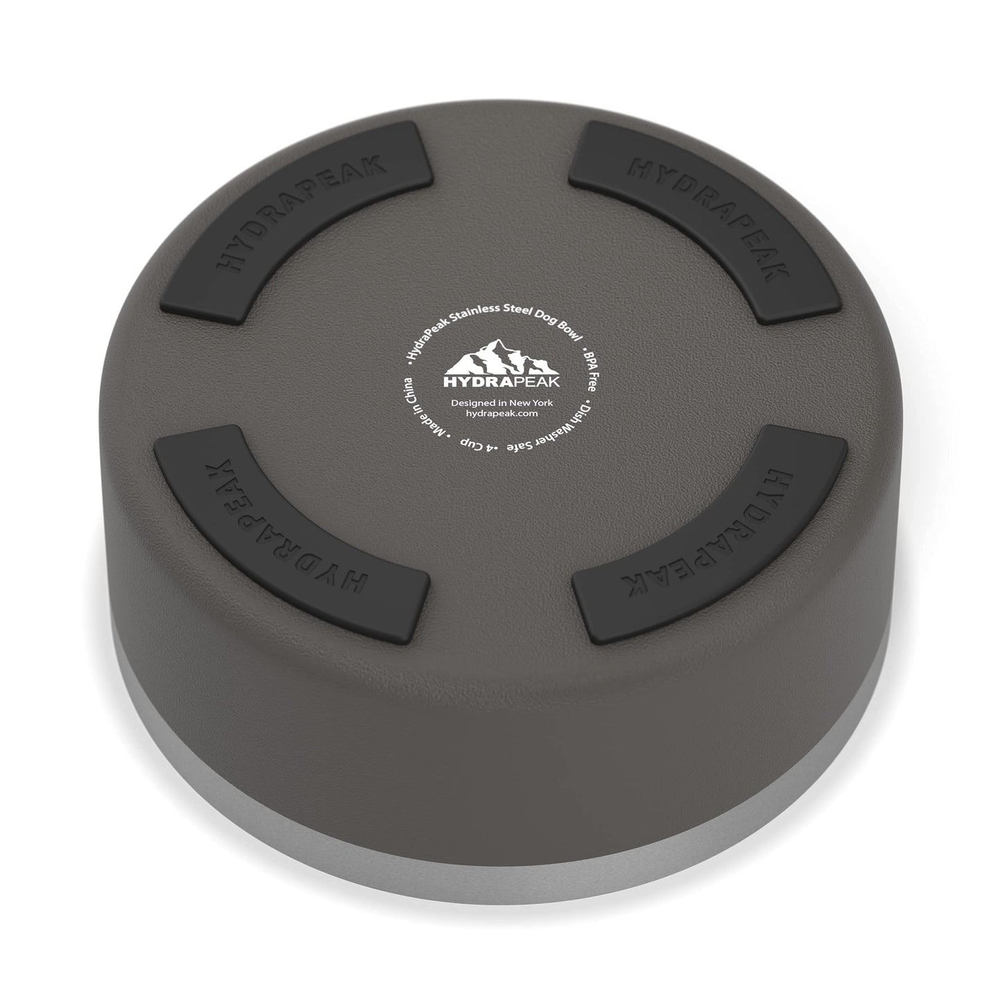 Hydrapeak Cuenco para perro, cuencos antideslizantes de acero inoxidable para agua o comida (4 tazas, grafito)
