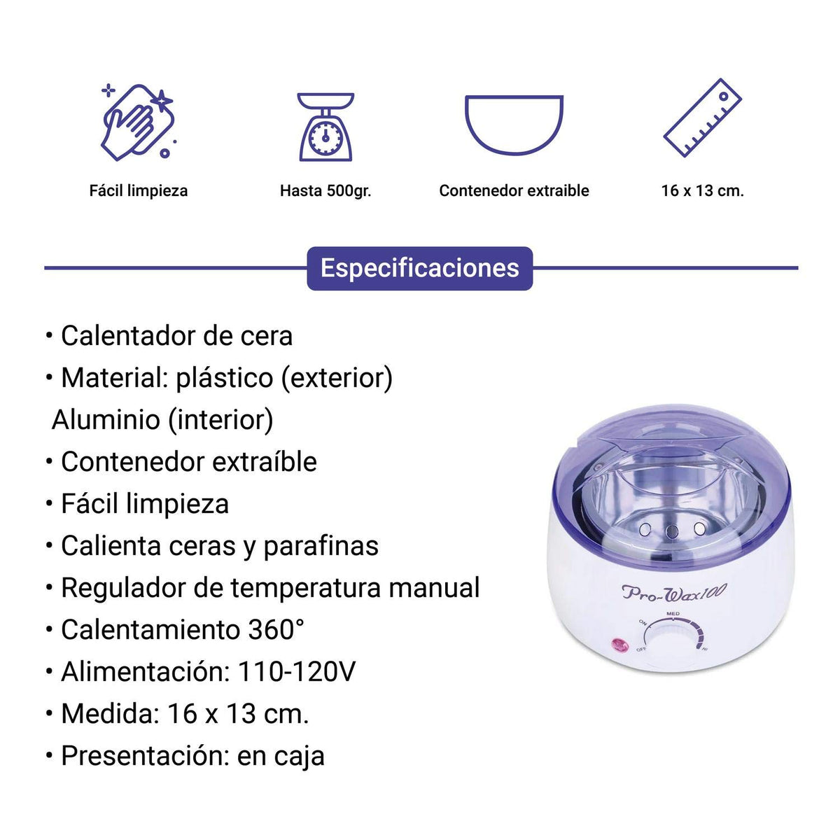 Lumax Fundidor Calentador Eléctrico de Cera para Depilación con Temperatura Ajustable Multifuncional