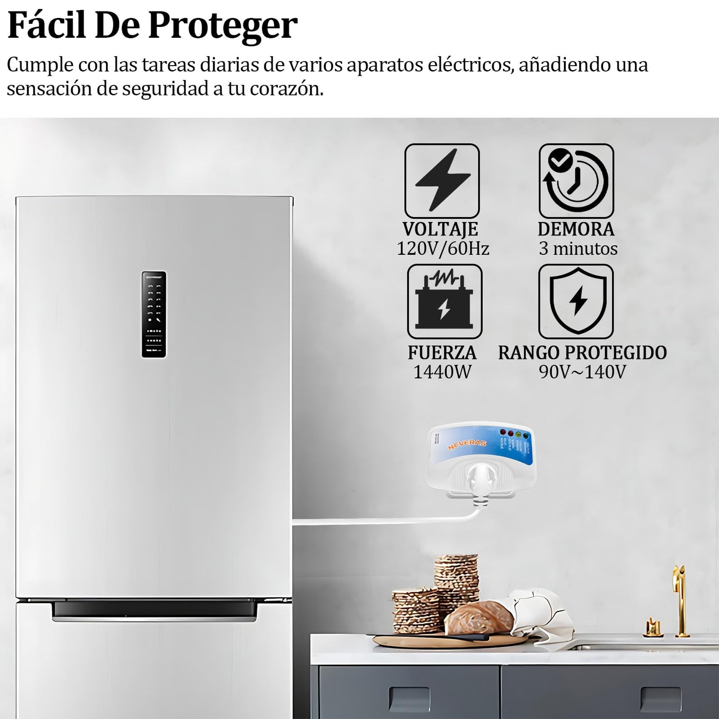 Protector de Voltaje UIOERGF 1440W para Refrigerador y Otros Dispositivos, Voltaje de Salida 120V, 12A