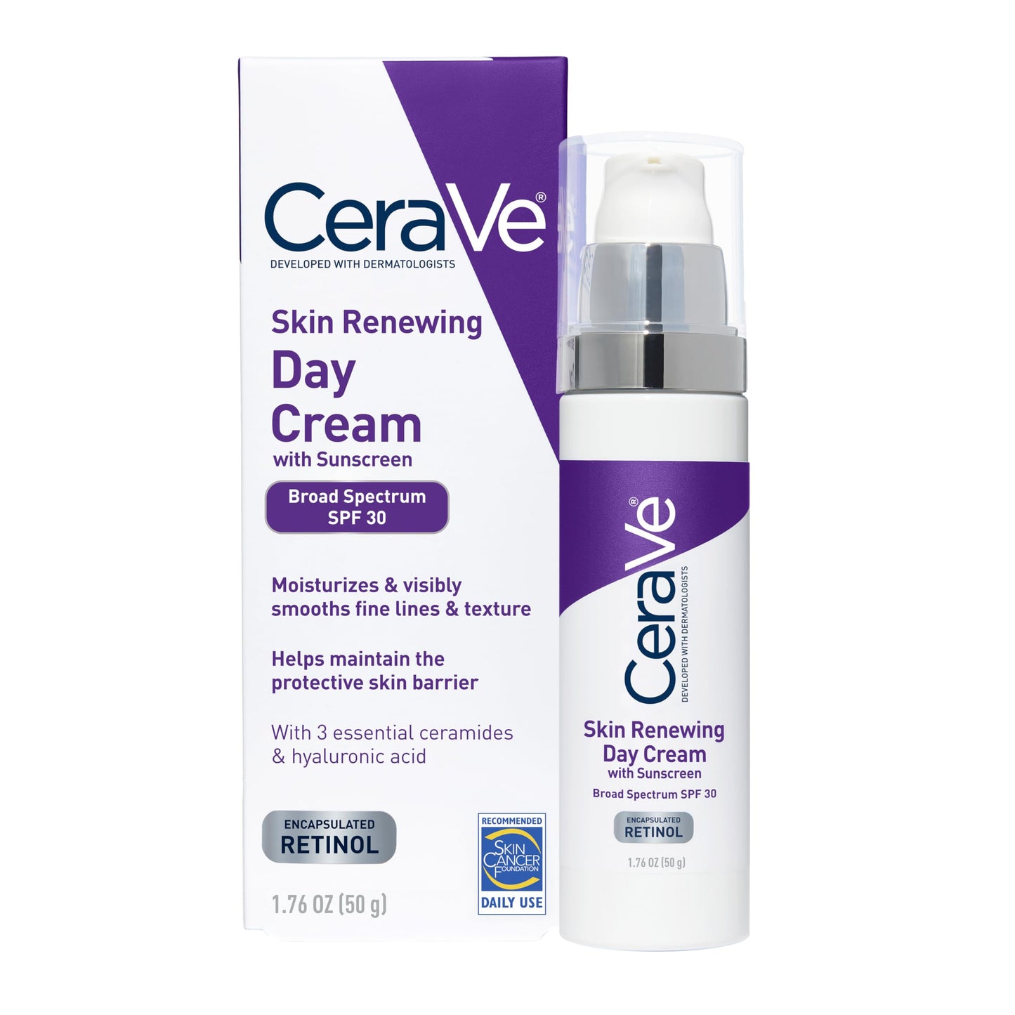 CeraVe Anti Aging Face Cream with SPF | 1.76 Ounce | Anti Wrinkle Retinol Cream and Face Sunscreen | Fragrance Free