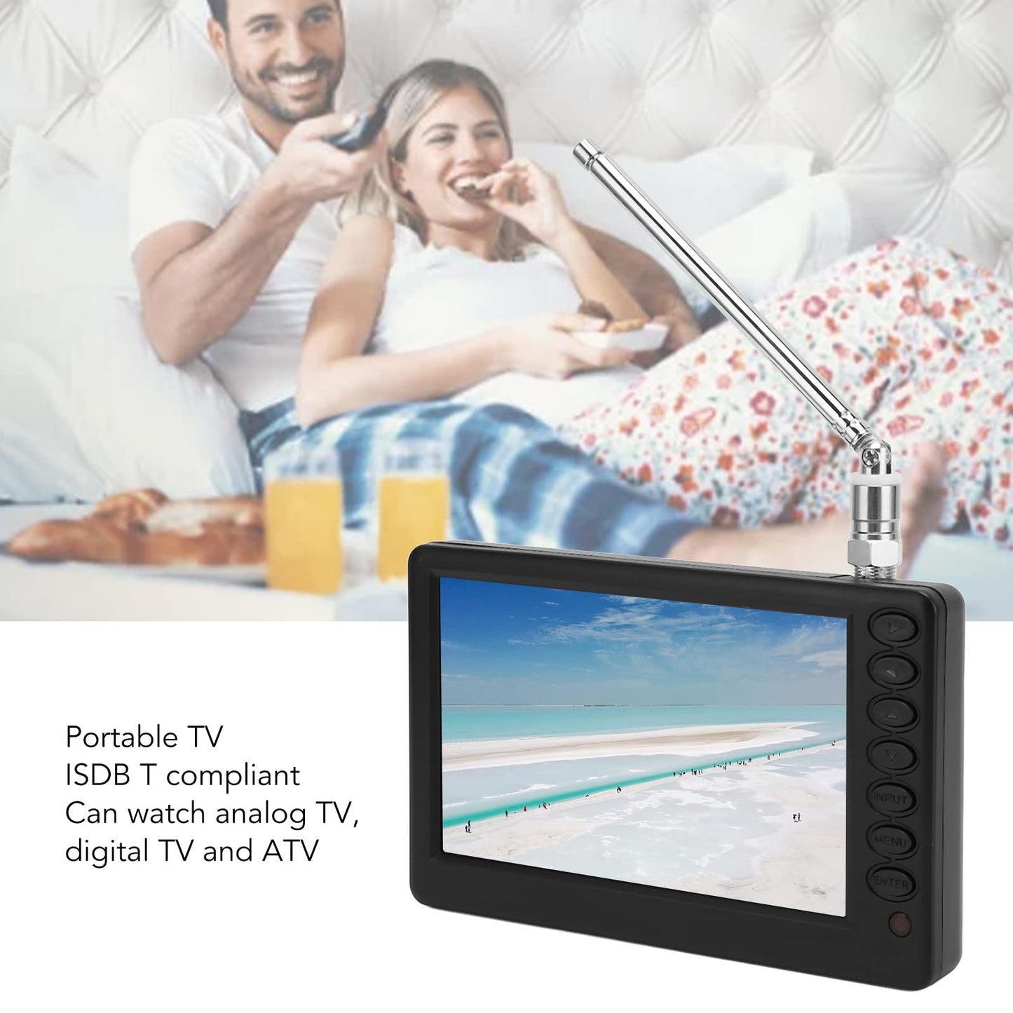 TV Digital Portátil ZIZEV, Enchufe de EE. UU., Negro, 5 Pulgadas para Exteriores