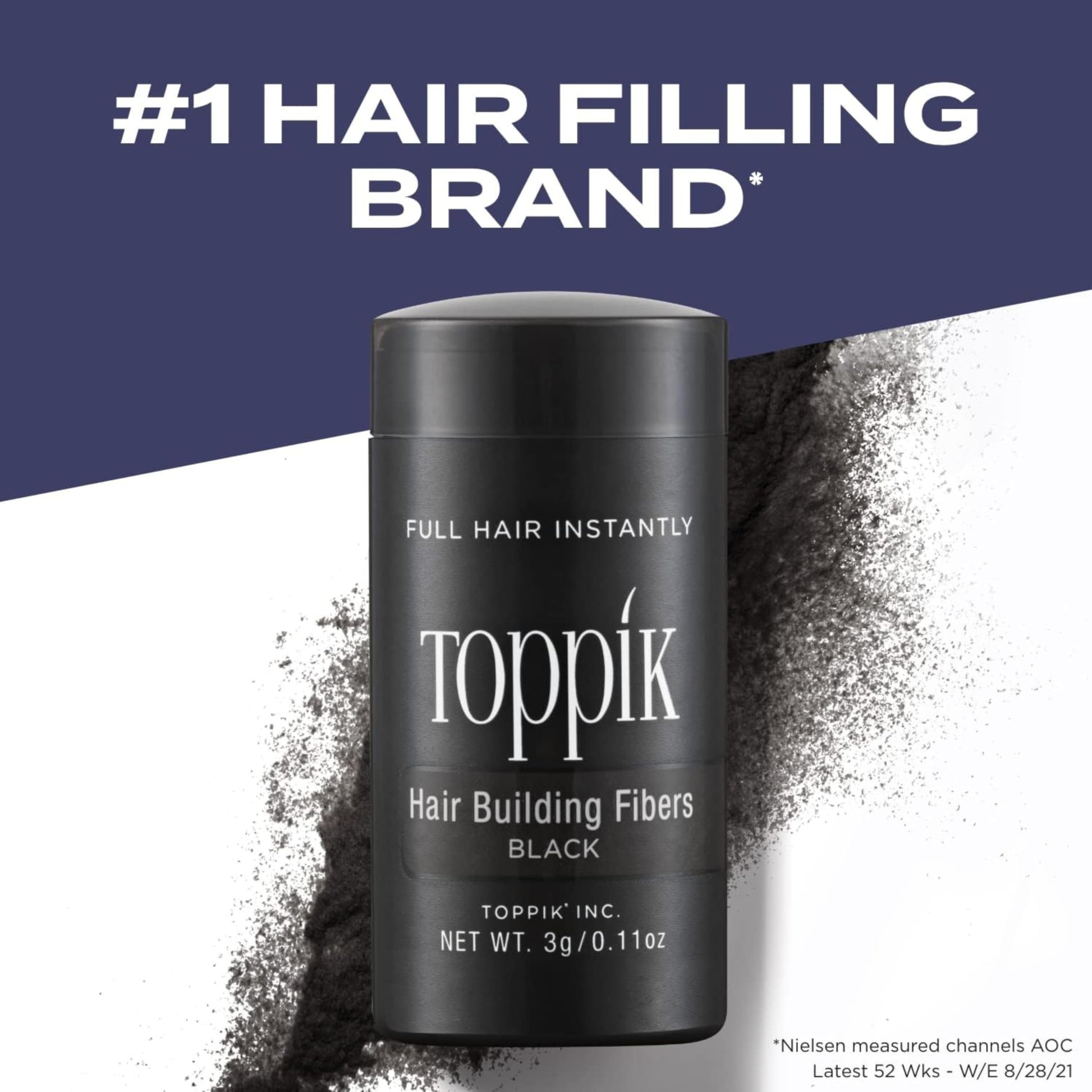TOPPIK Fibras de construcción de pelo, Negro, 0.42 oz.