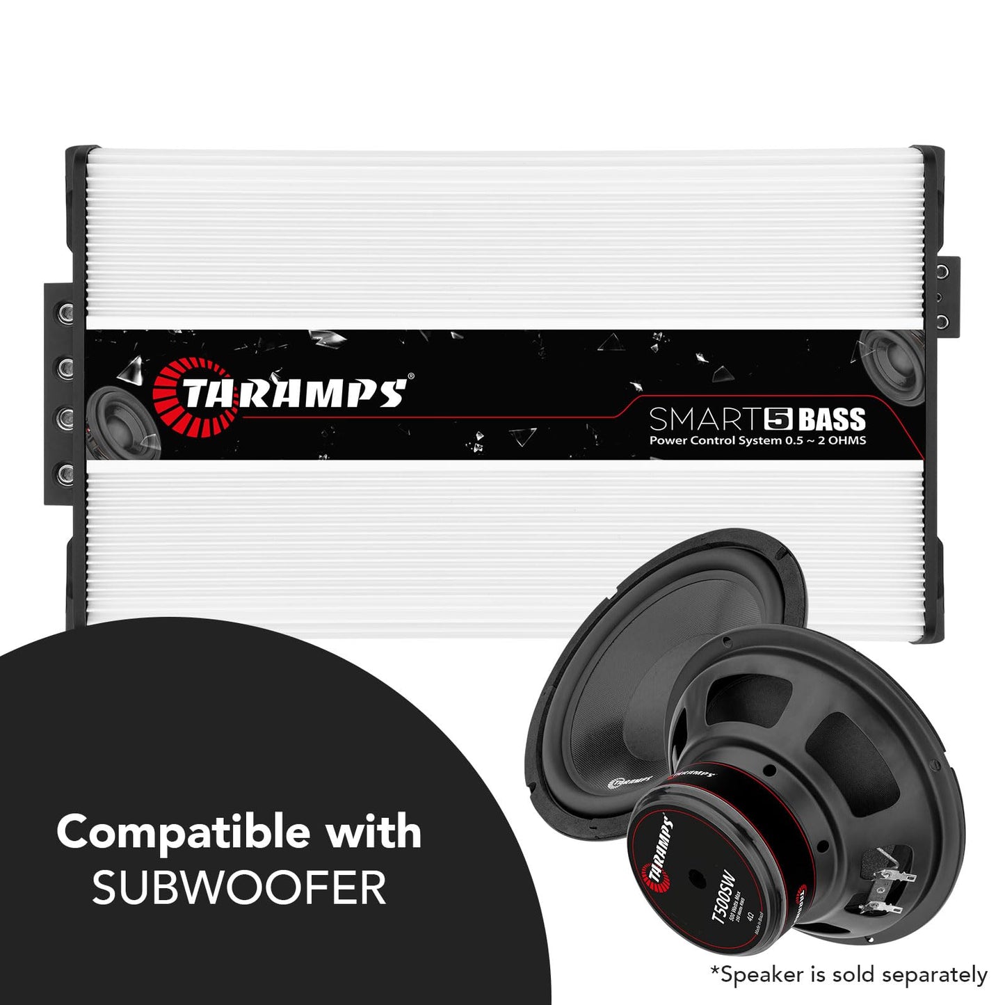 Amplificador de Graves Taramps Smart 5 Negro Multiimpedancia 5000 Vatios RMS Clase D Monobloque
