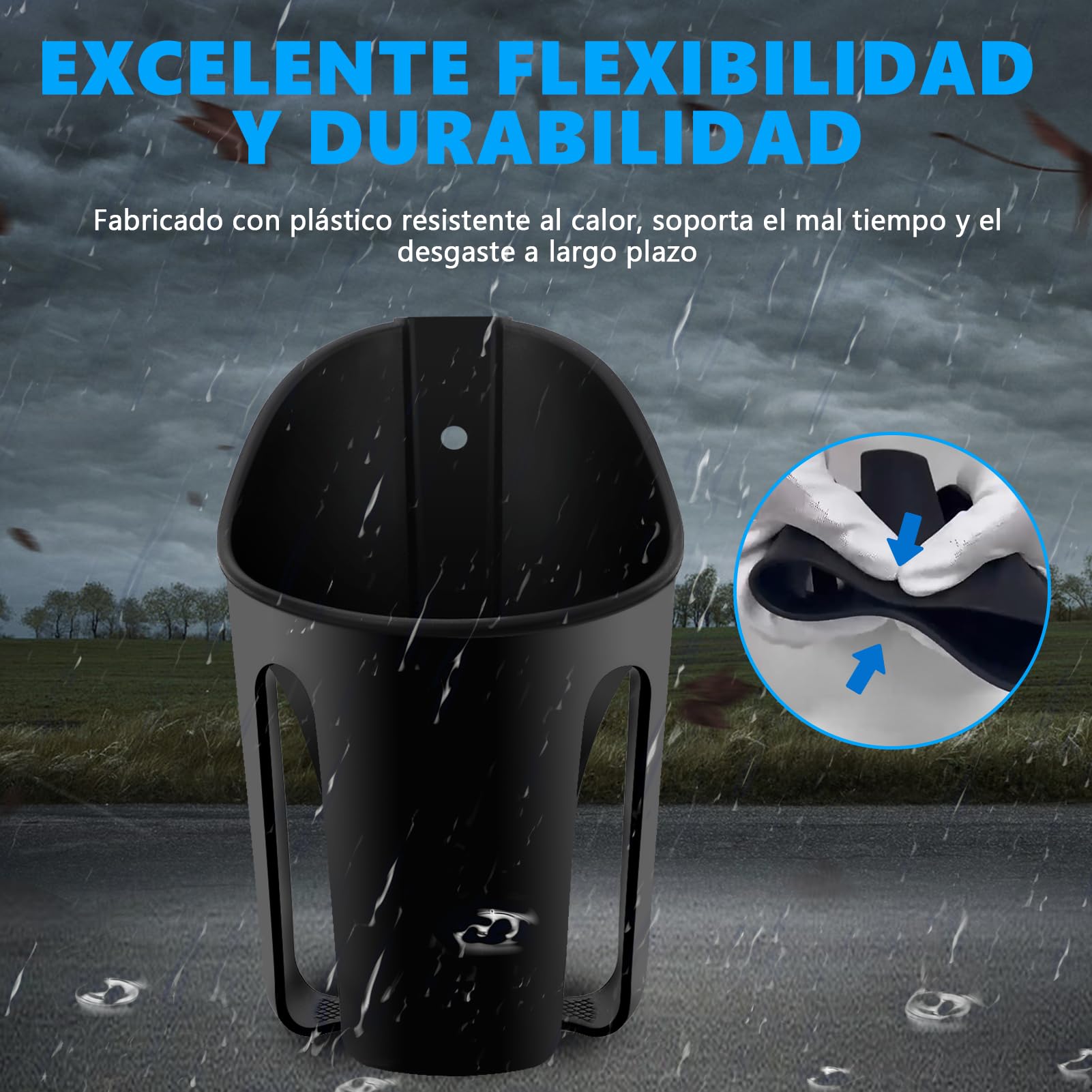 Porta Vasos Universal WODHMIEY Negro con Montaje en Espejo Retrovisor y Rotación 360 Grados para Moto