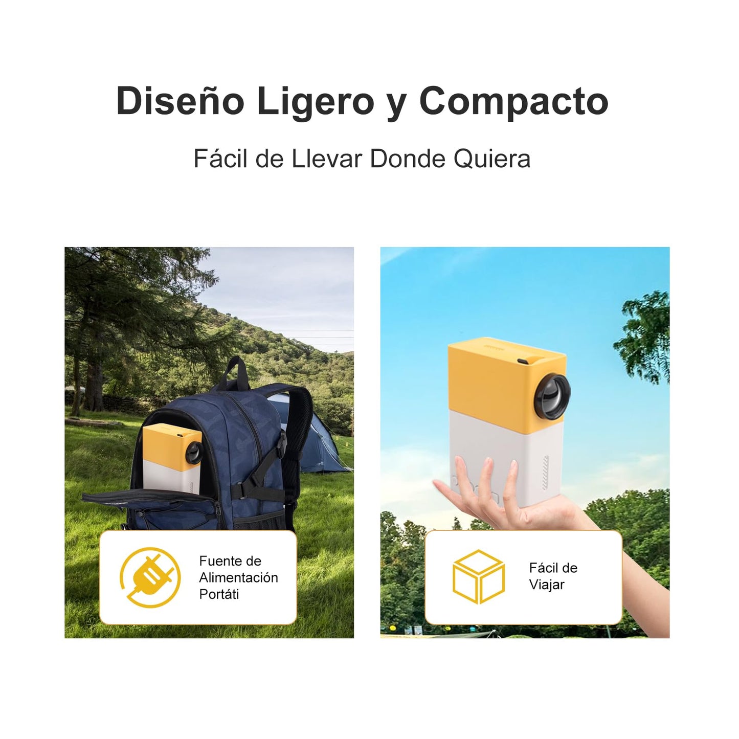 Proyector LED Mini Portátil para Interiores y Exteriores 1080P HD