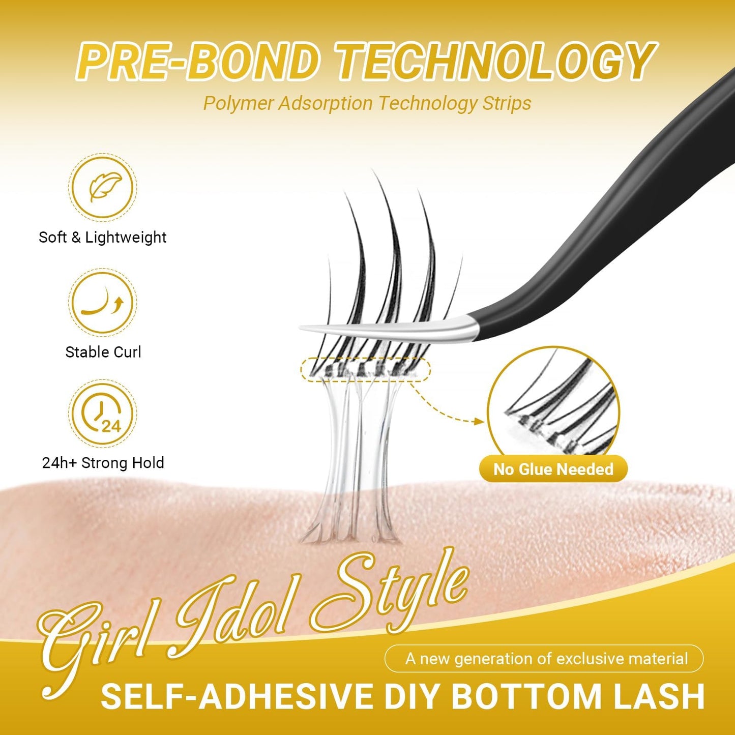 NAGARAKU Pestañas inferiores postizas 80 Pcs No Necesita Pegamento Ni Removedor Presión En Un Solo Paso Pestañas Reutilizables Prepegadas En Casa Pestañas Inferiores (BSA-02, 0.07 B Curl 5-8mm)