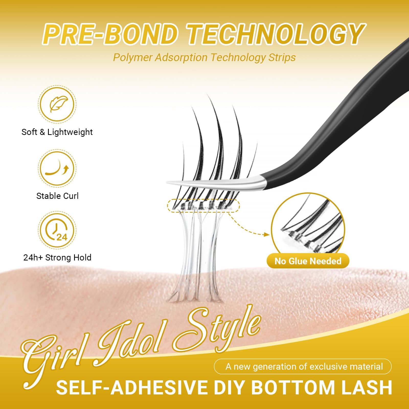 NAGARAKU Pestañas inferiores postizas 80 Pcs No Necesita Pegamento Ni Removedor Presión En Un Solo Paso Pestañas Reutilizables Prepegadas En Casa Pestañas Inferiores (BSA-02, 0.07 B Curl 5-8mm)