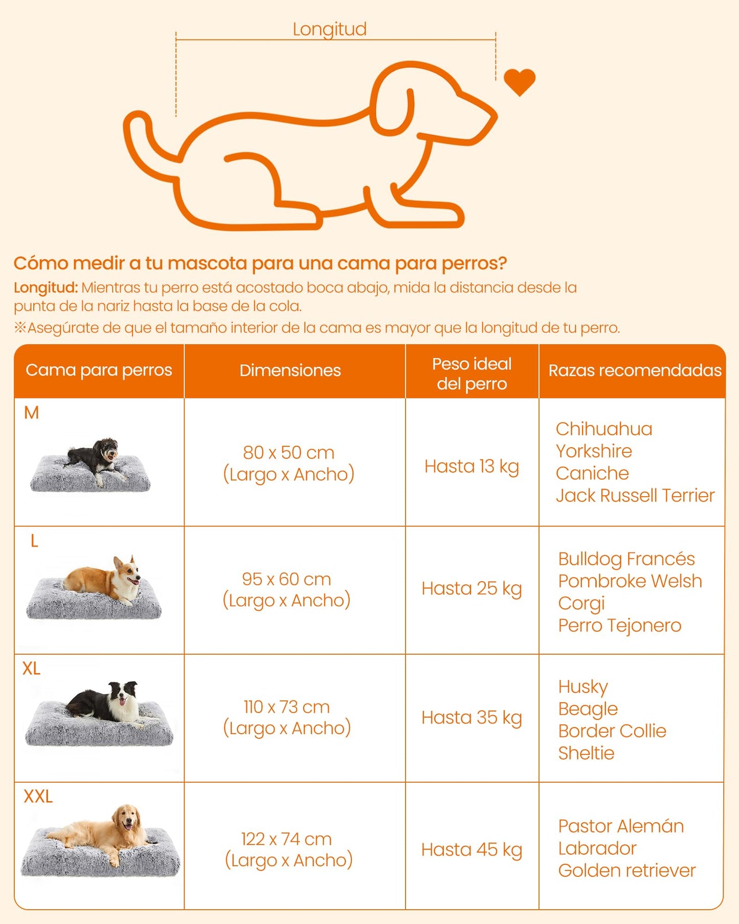Feandrea Cama para Perros, Sofá para Mascotas, 95 x 60 cm, Lavable a Máquina, con Cojín, Gris Claro MPGW202G01