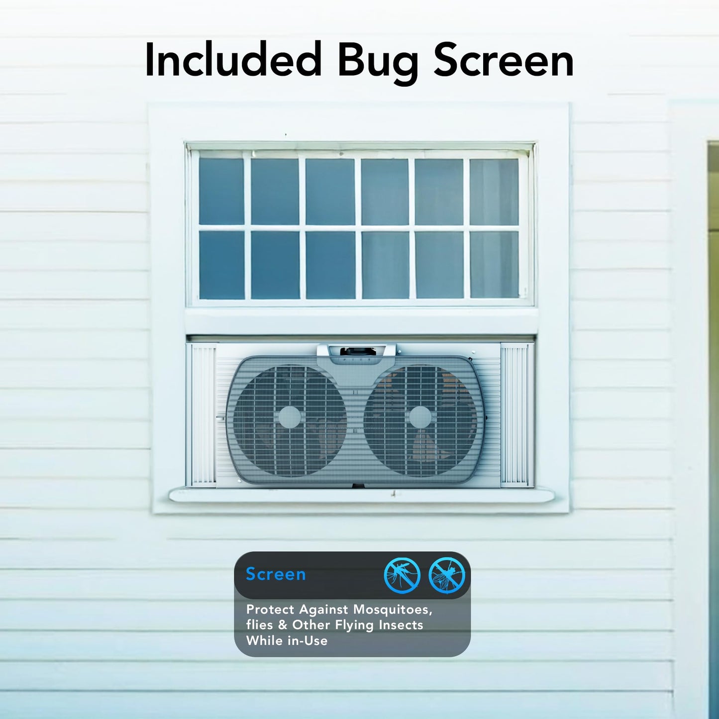 Comfort Zone - Ventilador de ventana para recámara, ventiladores dobles de 3 velocidades de 9 pulgadas con expansores de bloqueo automático, ventilador de escape de ventana, visualización de errores
