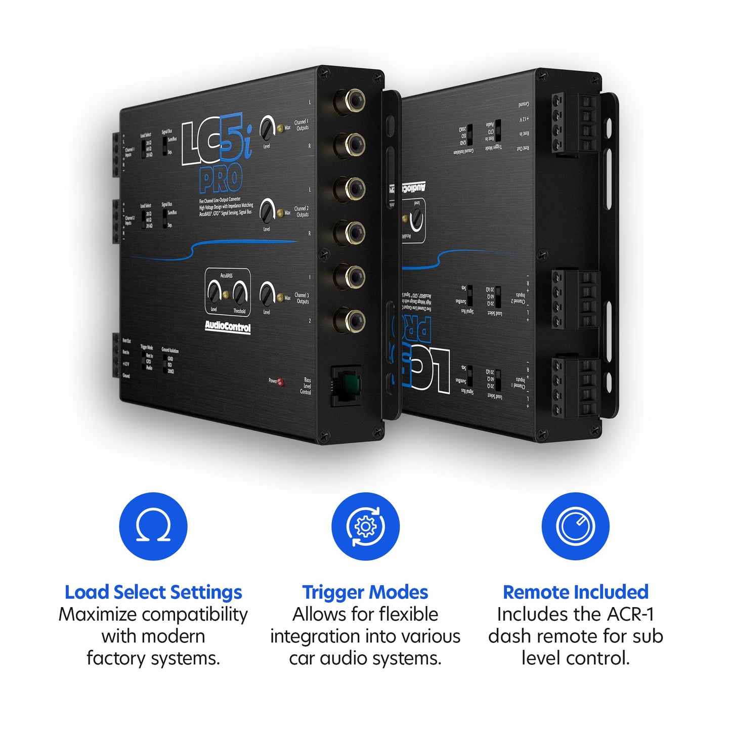 Convertidor de Salida de Línea AudioControl LC5iPRO 5 Canales con AccuBASS y Control Remoto ACR-1 Incluido