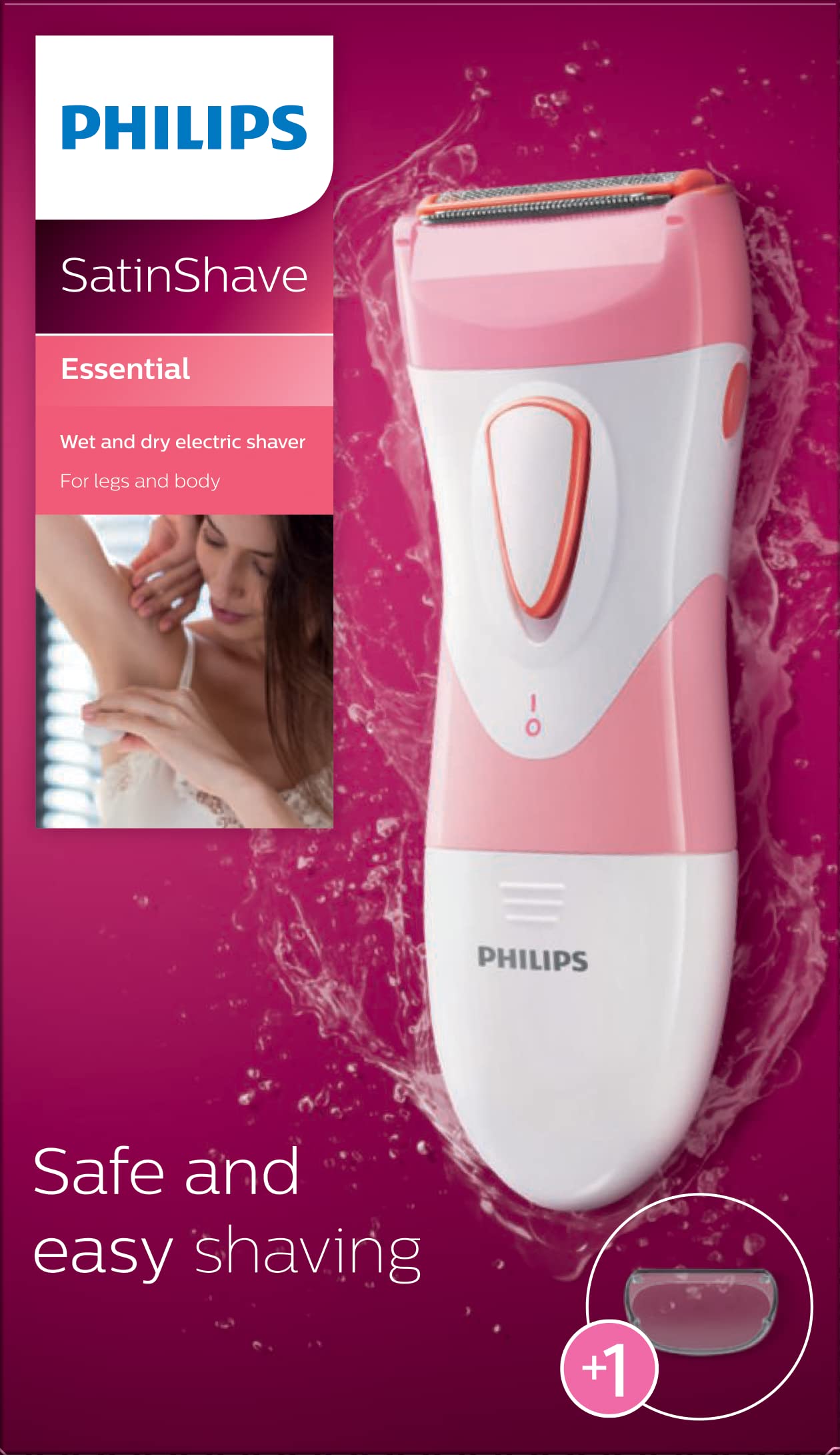 Philips SatinShave Essential Women’s Electric Shaver for Legs, Cordless (HP6306)