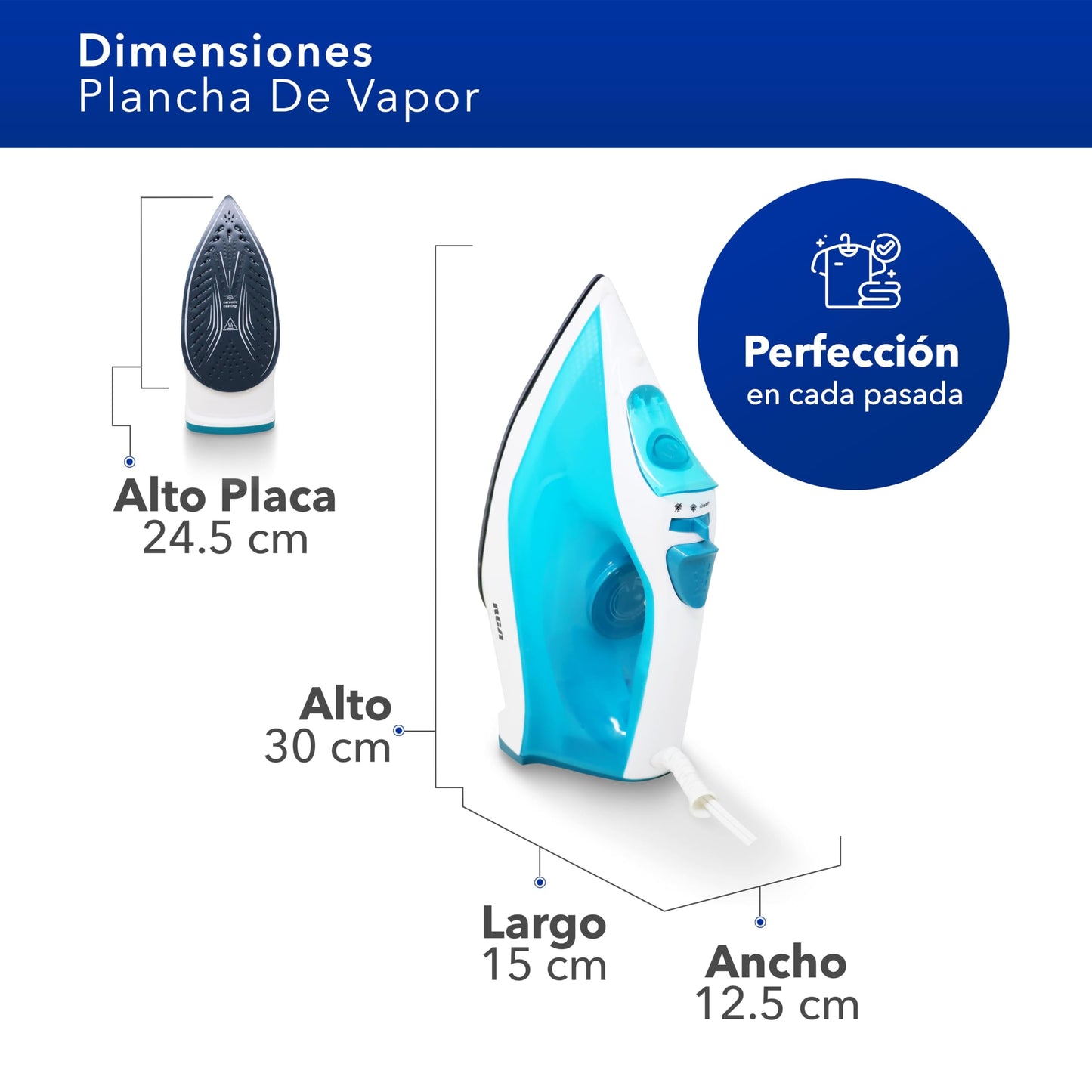 Plancha de Vapor RCA Gris Azul con Cerámica RC-513B