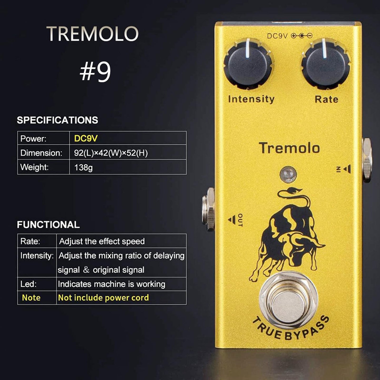 BIBABLYKE - Pedal de efectos de guitarra eléctrica clásico overdrive con chip de calidad y pedal de efecto de guitarra True Bypass sólido y fácil de transportar