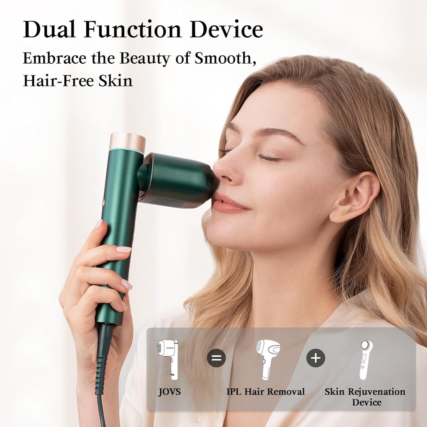 Depiladora Láser JOVS 24J IPL Verde con Tecnología de Enfriamiento de Zafiro para Mujer y Hombre