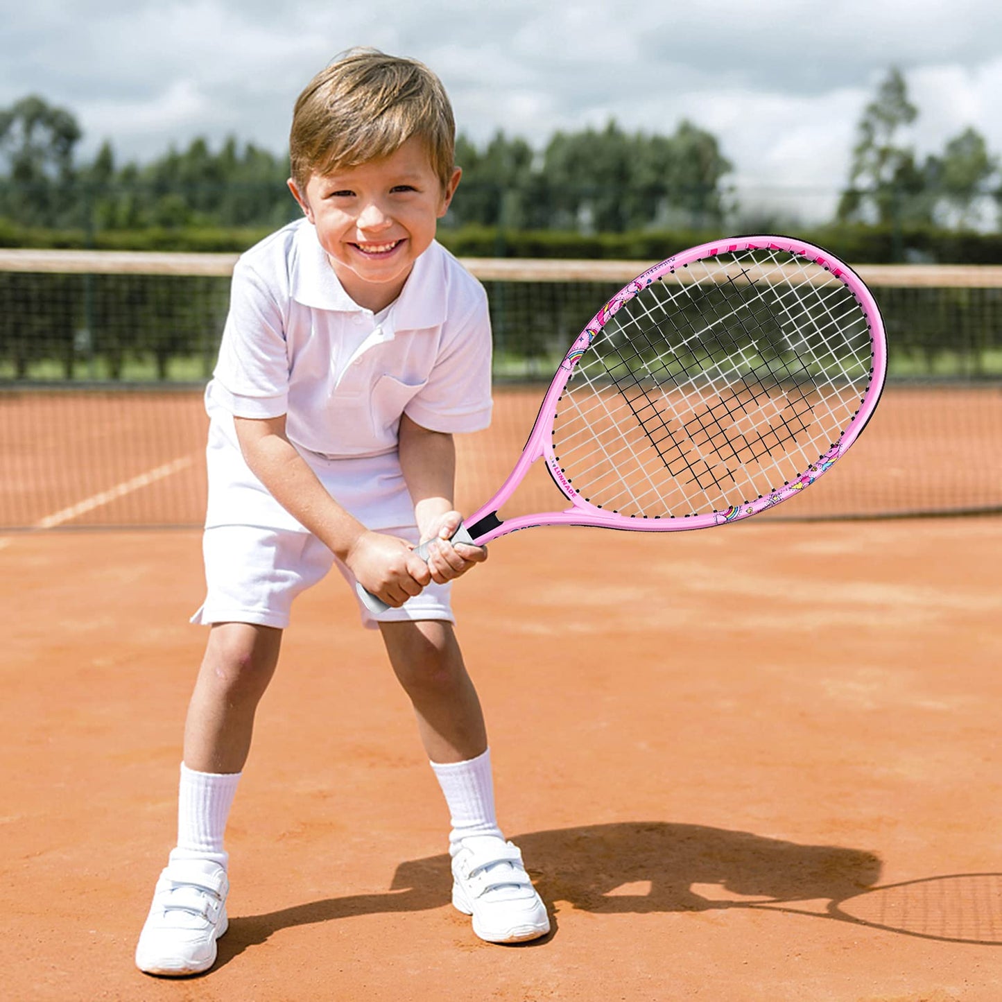 LUNNADE - Raqueta de tenis para niños pequeños, 19/21/23/25 pulgadas con cubierta, adecuada para niños y niñas principiantes de 3 a 12 años