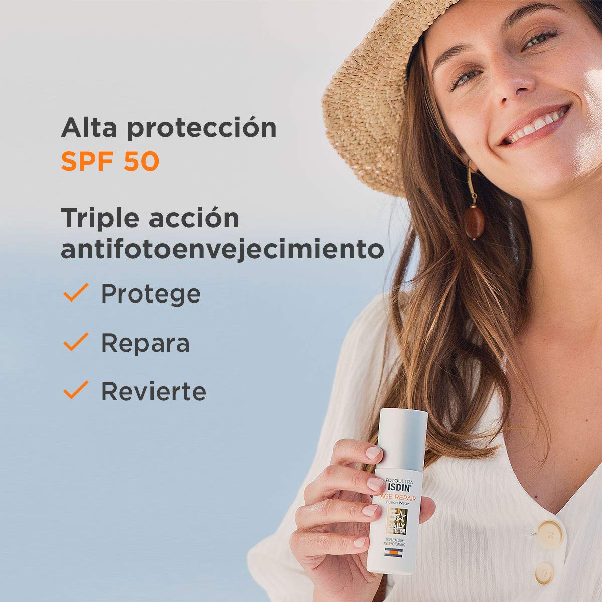 ISDIN Isdinceutics vital eyes, crema contorno de ojos antiarrugas, con melatonina y cafeina, 15 ml + FotoUltra Age Repair Fusion Water SPF 50, Protector Solar Facial de fase acuosa
