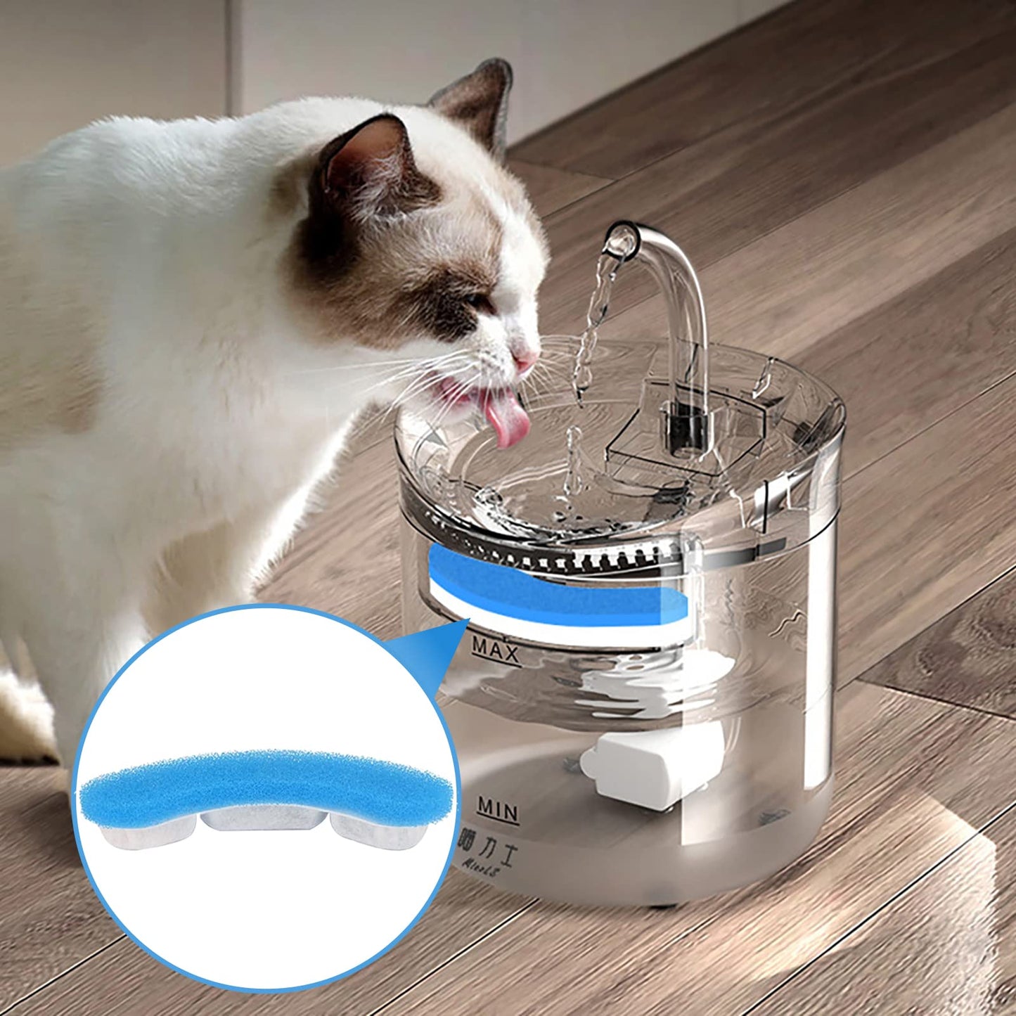 Dukars Filtros de fuente de agua para gatos, 16 piezas, 1.5 L