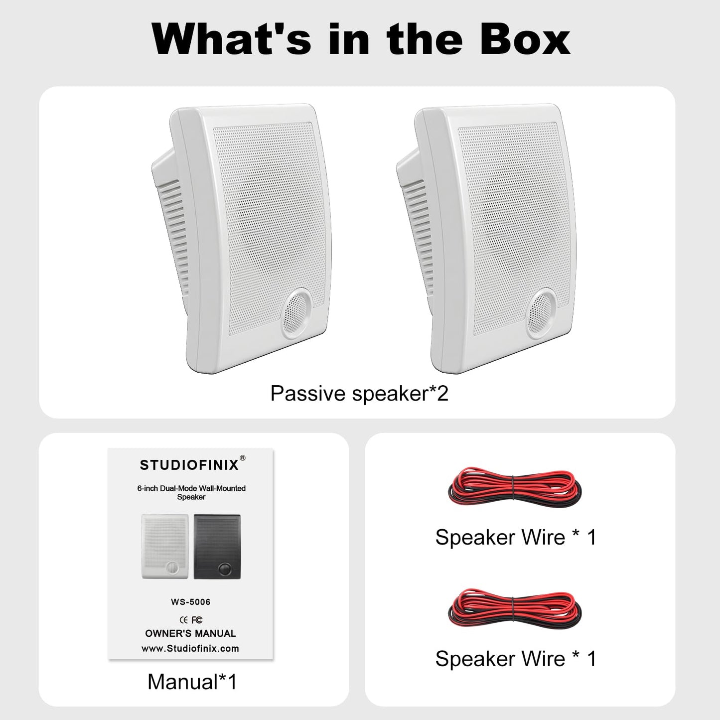 STUDIOFINIX - Altavoces PA montados en la pared de 6 pulgadas, potencia máxima de 240 W, 8 ohmios y 70 V/100 V, modo dual, para cine en casa, comercial, oficina, sistema PA (blanco, par)
