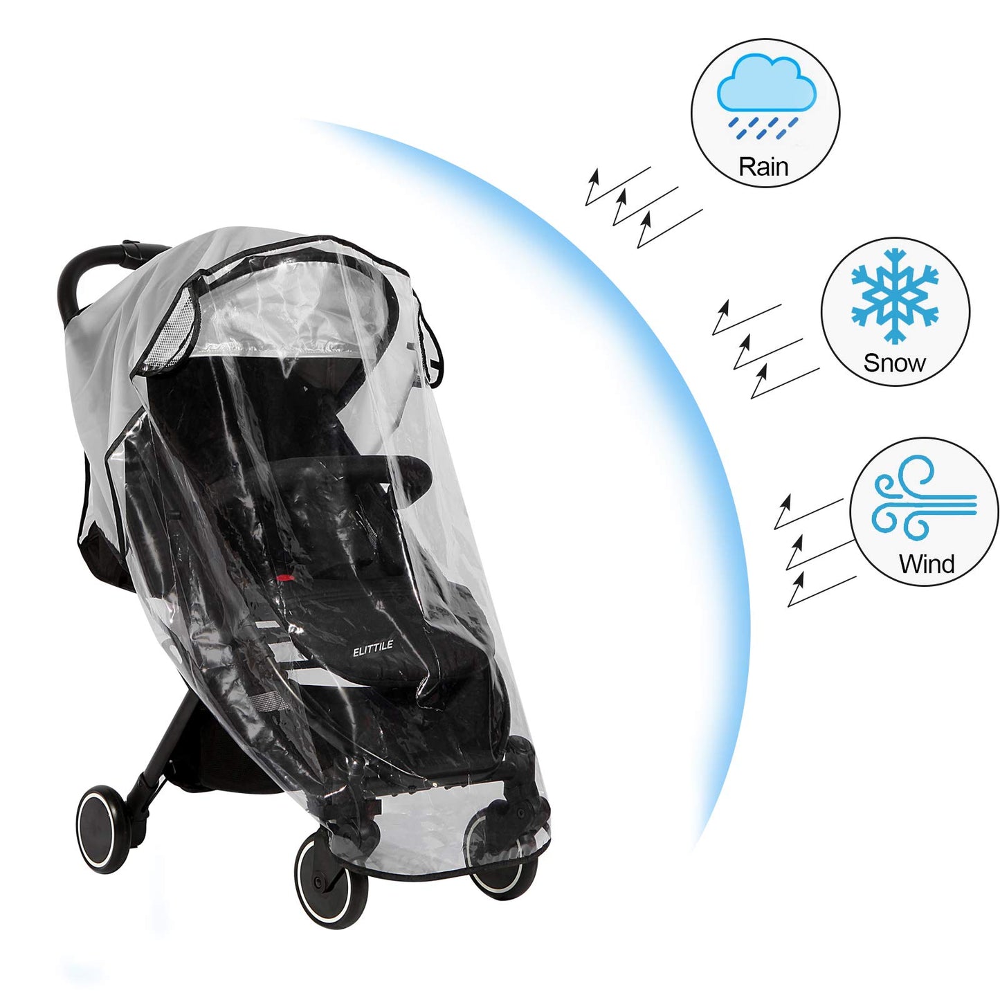 Hrzeem Cubierta de lluvia transparente universal para carriola, protección para clima de viaje, transpirable, impermeable, protege del sol, polvo, nieve