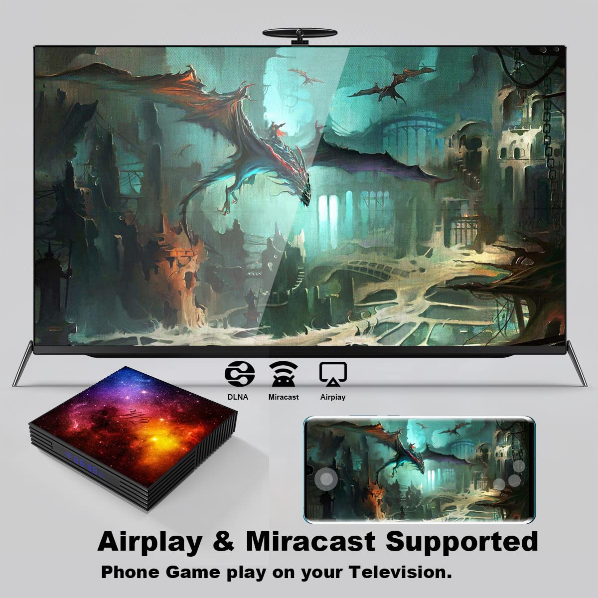 Android Box - Set de 12,04 GB RAM 64 GB ROM Smart Set parte superior Box Mali-G31 Media Player incorporado 2.4G/5G WiFi Bluetooth 4.2 compatible con videos 3D 4K UHD con mini teclado inalámbrico