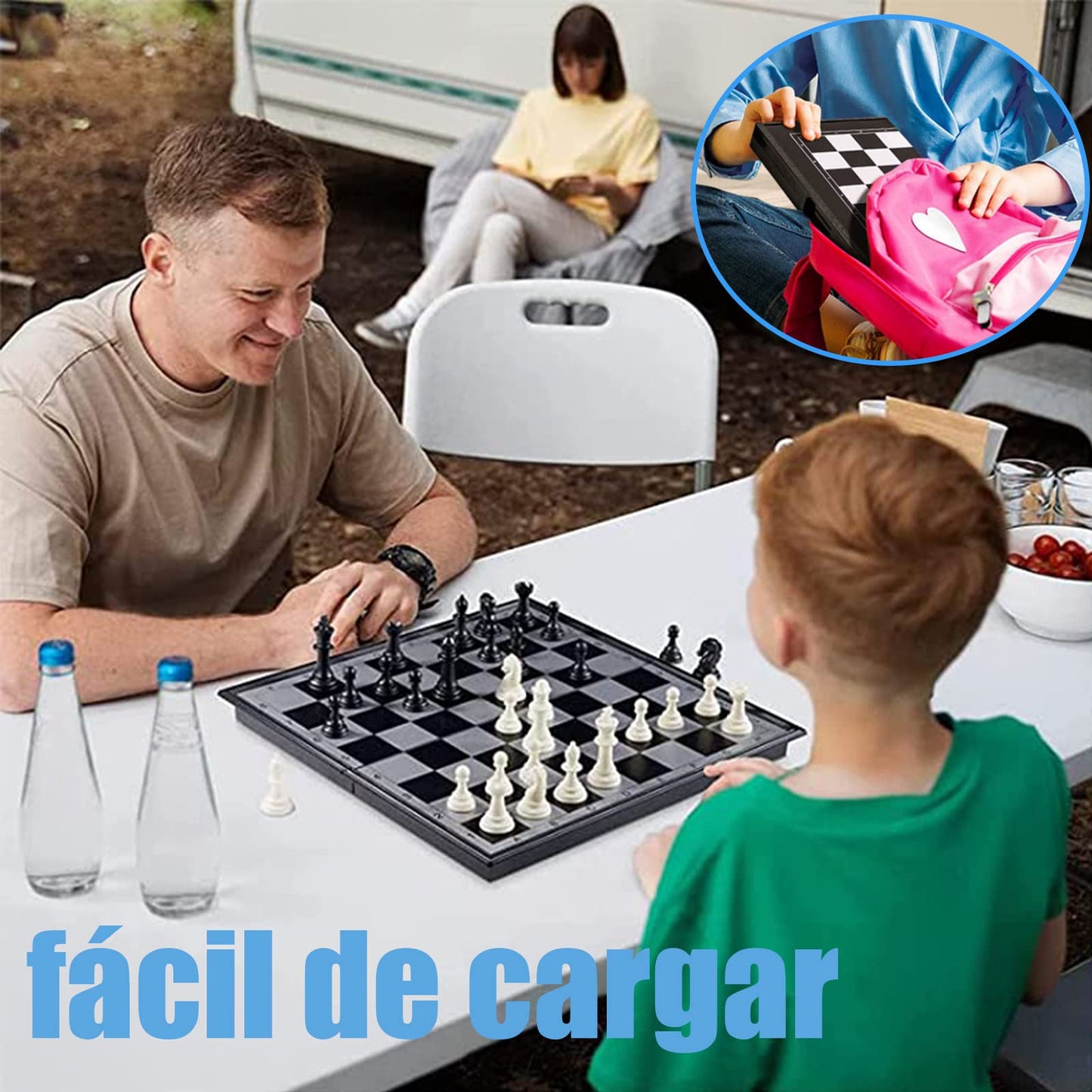 Ajedrez Profesional RW0YE Negro imantado Plegable para Niños y Adultos