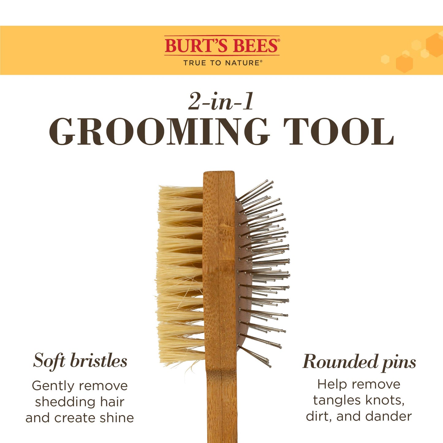 Burt's Bees for Dogs cepillo para polvo de doble cara con cerdas de cáñamo para perros, el mejor cepillo para polvo multiuso para perros para reducir el desprendimiento | para perros grandes de pelo largo y corto