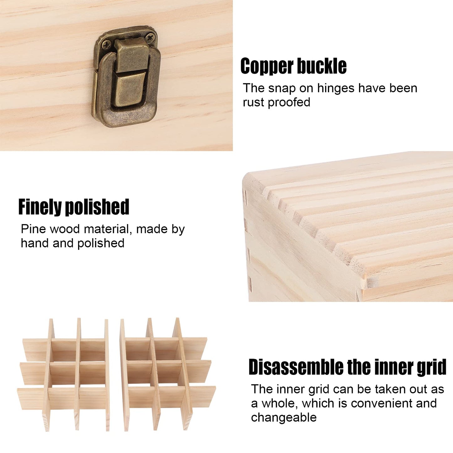 Caja De Madera De Almacenamiento De Aceite Esencial, 24 Rejillas Soporte De Aceite Esencial De Madera Multifuncional Para Aceite Esencial Cosméticos De Esmalte De Uñas