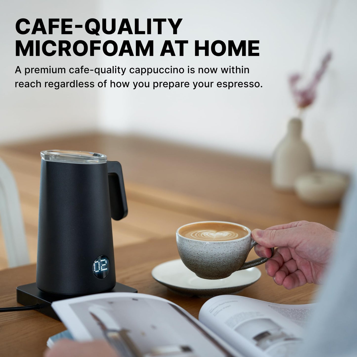 NanoFoamer Pro Gen-2 Subminimal Blanco Revolucionario Fabricante de Microespuma de Calidad de Café para Leche Láctea y a Base de Plantas