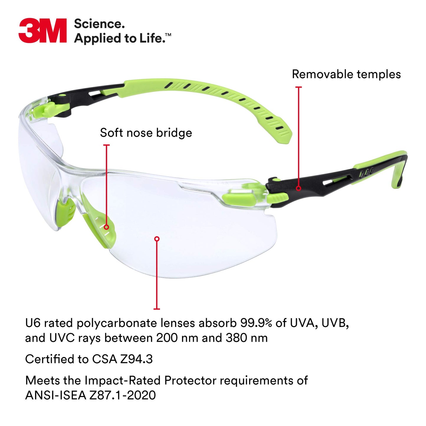 Lentes Protectores 3M Solus Serie 1000 Verde y Negro con Revestimiento Antivaho Scotchgard