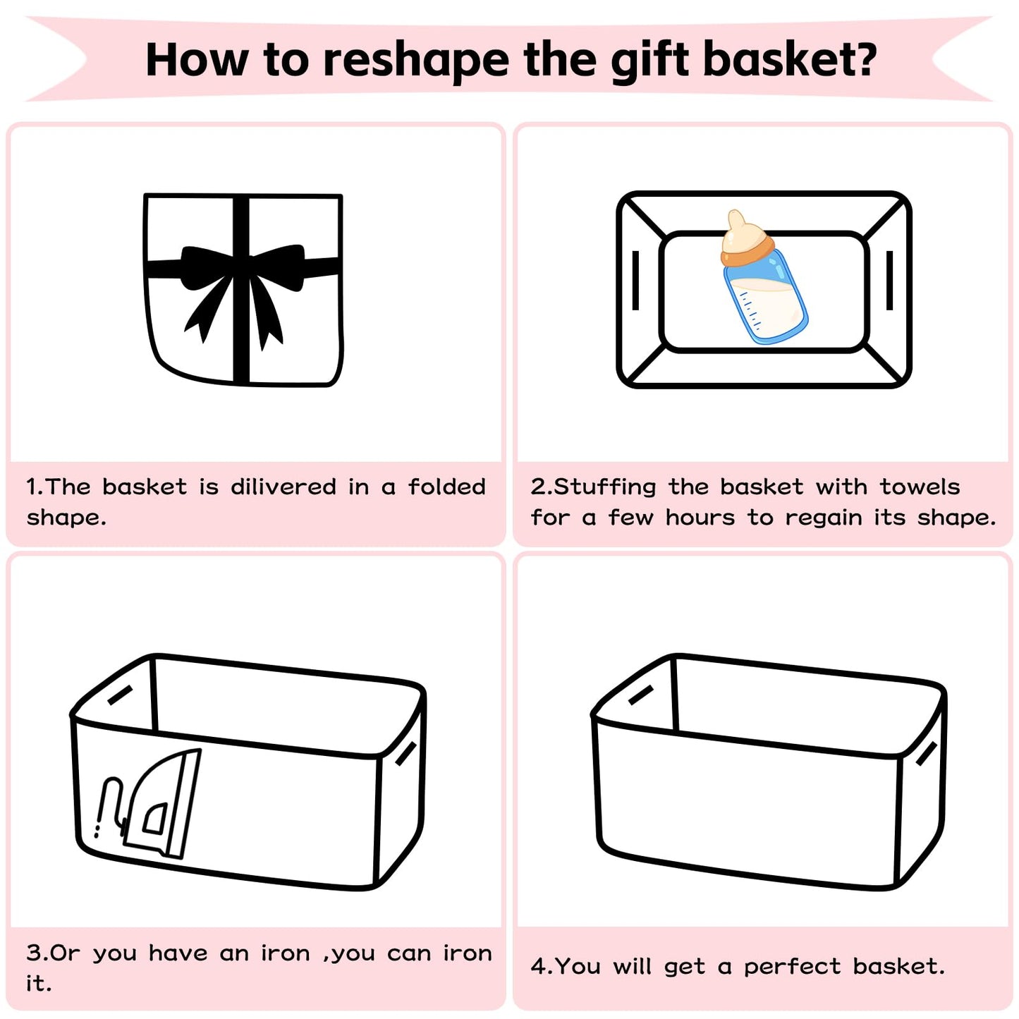 OIAHOMY - Cesta de almacenamiento tejida grande con asas para guardería, estantes de sala de estar, cesta de lazo para regalos vacía con bolsas de regalo y cintas para baby shower, contenedor de