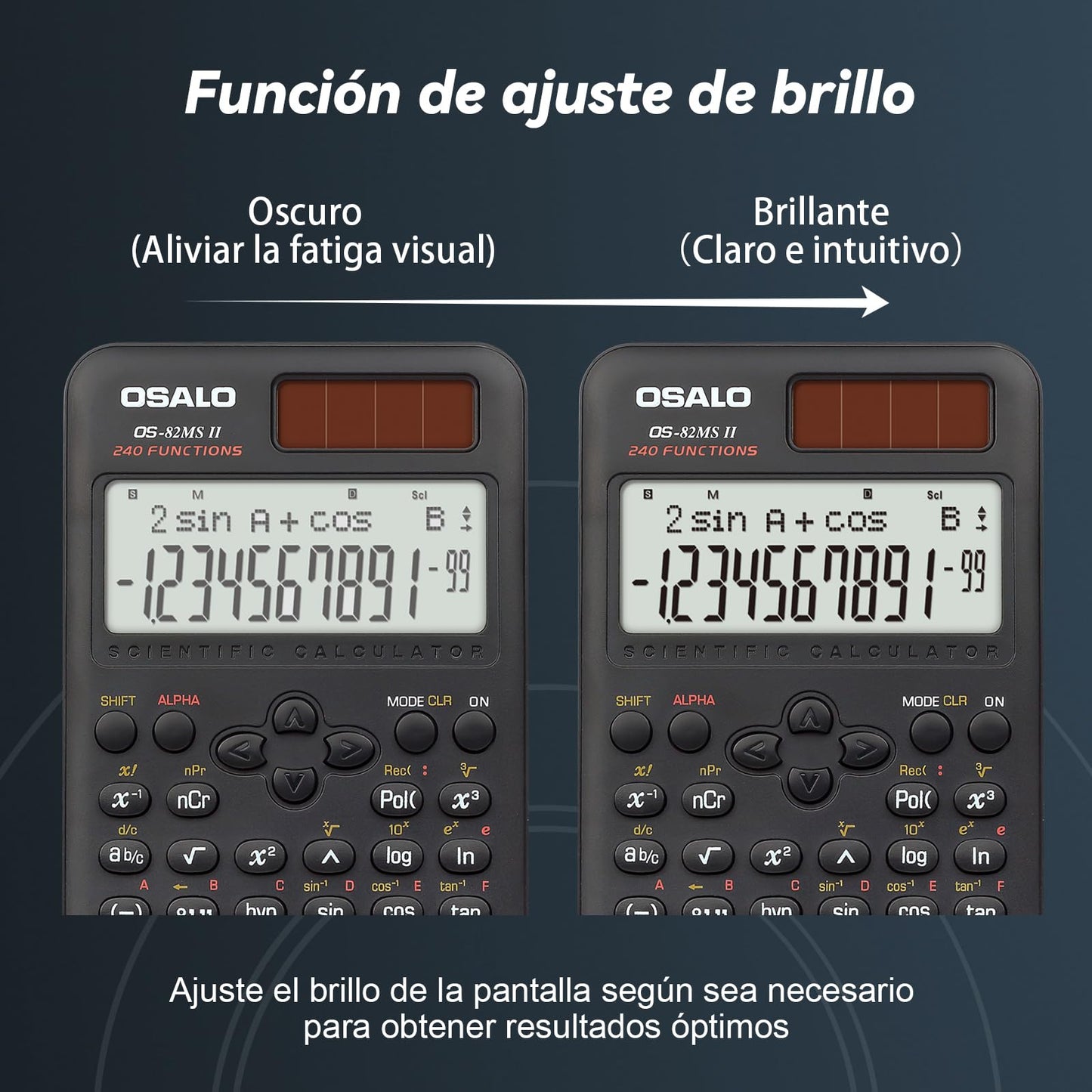 Calculadora científica 240 Funciones Pantalla de 2 líneas Calculadoras solares y de batería para Estudiantes universitarios de Secundaria (OS 82MS 2.ª edición)