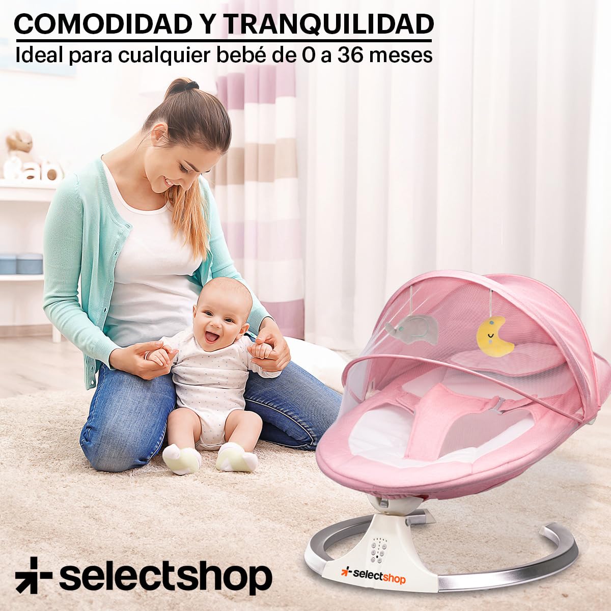 Mecedora Eléctrica SELECTSHOP Azul Multifuncional para Bebé