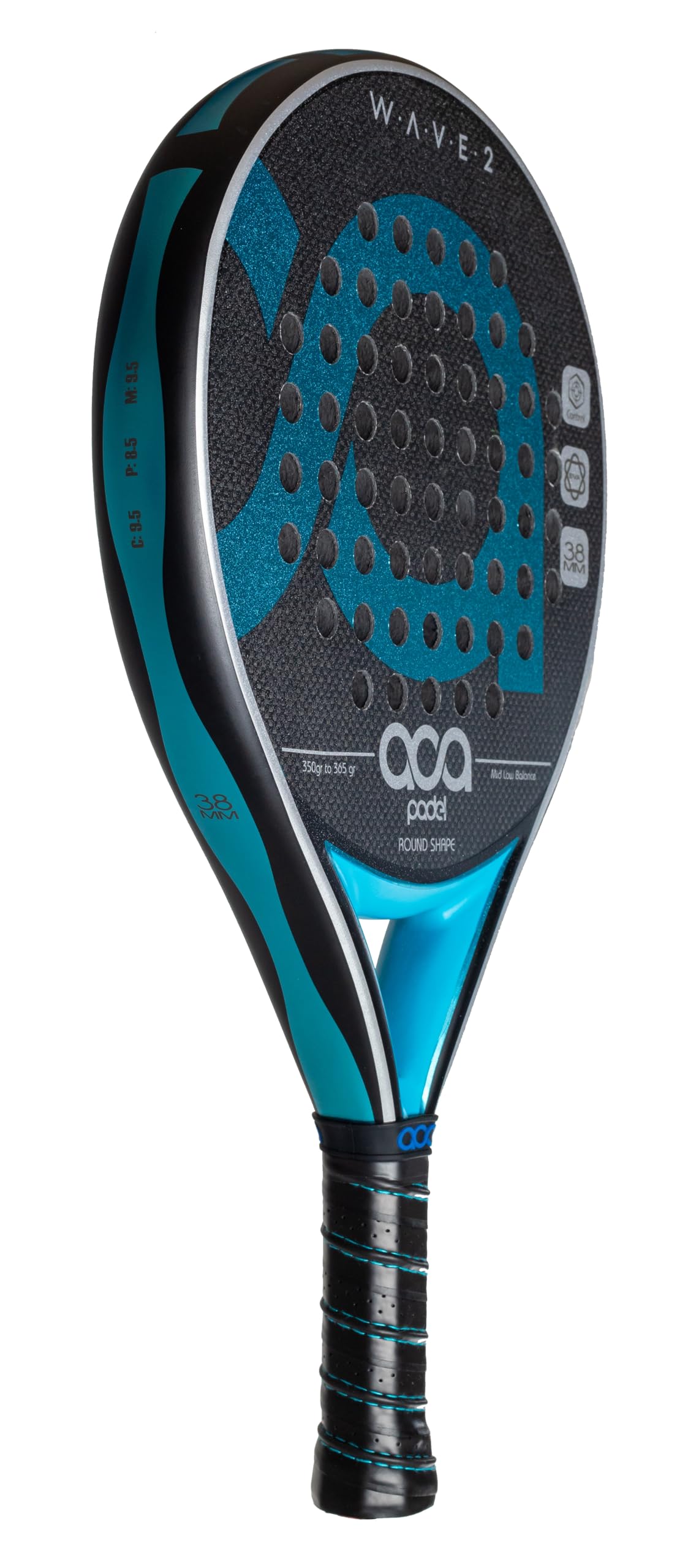 Pala de Padel Aca Carbono 3K Redonda Acabado Arena Goma Soft Blackeva