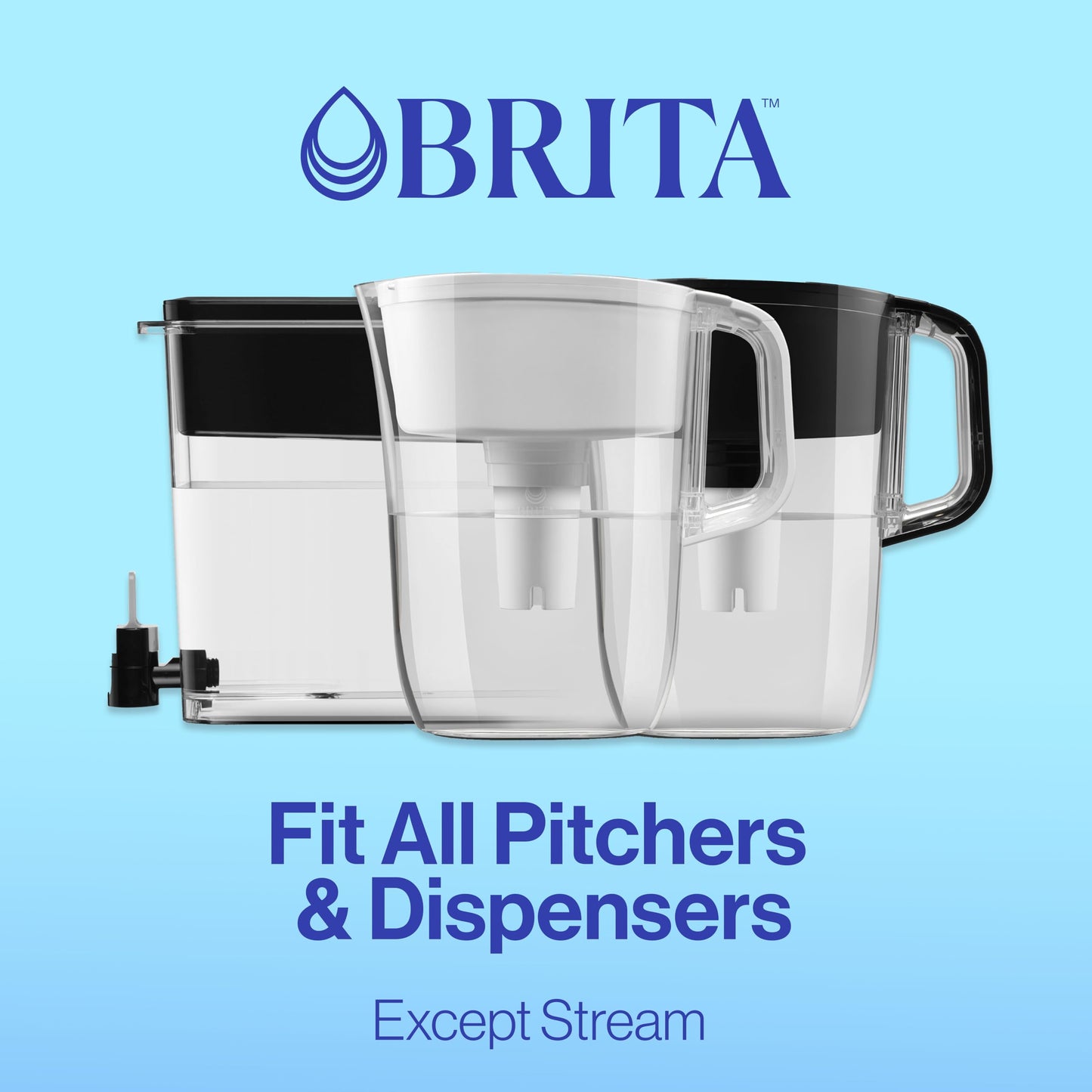 Brita Plus Filtro de agua, sin BPA, filtro de repuesto de alta densidad para jarras y dispensadores, reduce 2 contaminantes*, dura dos meses o 40 galones, incluye 6 filtros